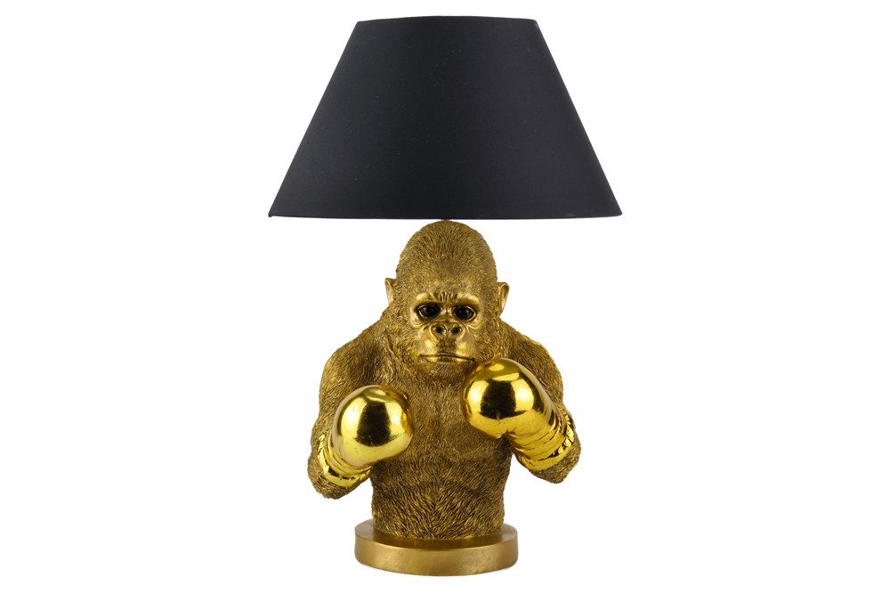 riess-ambiente Tischleuchte KING APE 55cm schwarz/gold - Stoff, Affe, Gorilla, Skulptur, Dschungel, Ein-/Ausschalter, ohne Leuchtmittel, Exotische Dekolampe - ideal für Sideboards, Konsolen oder Nachttische
