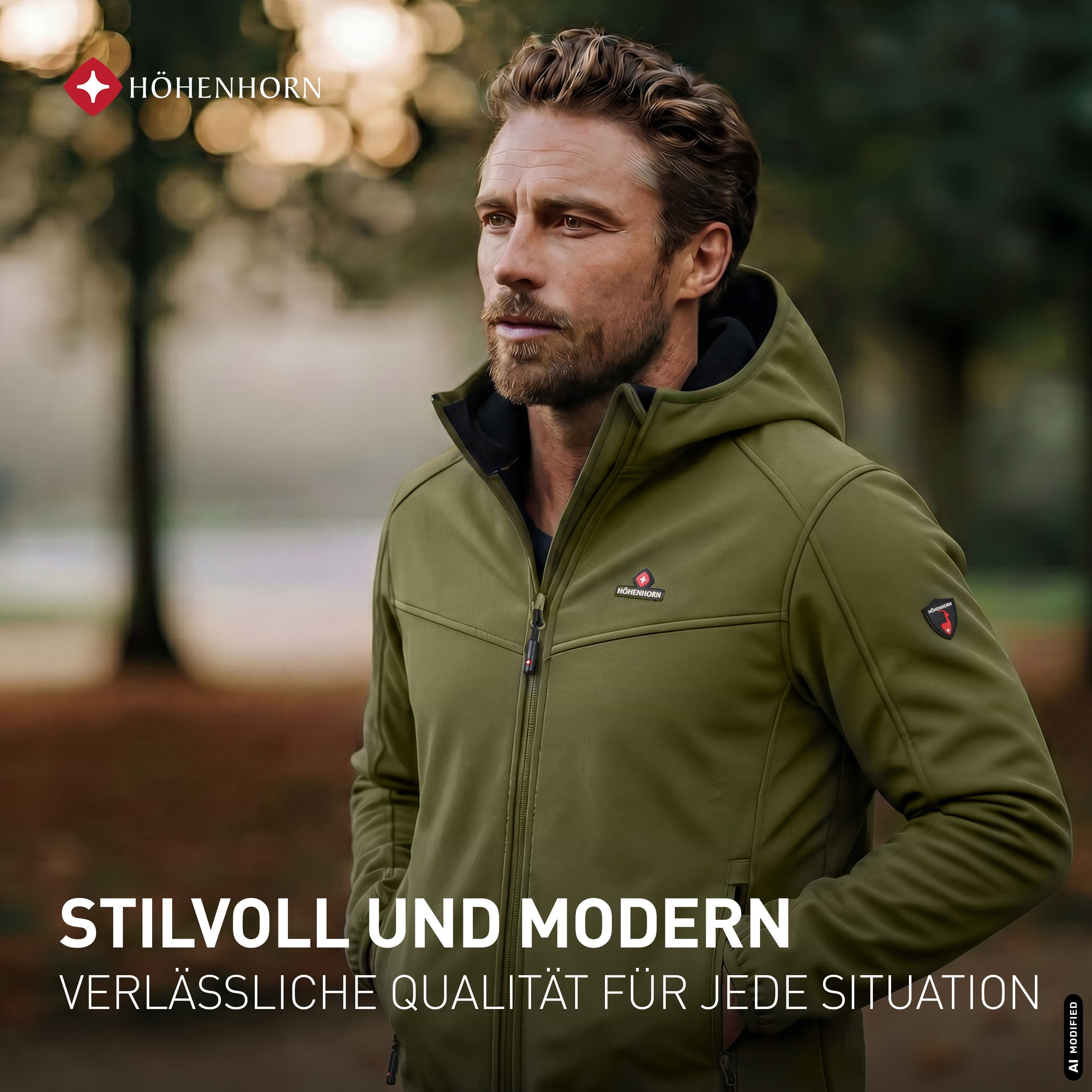Höhenhorn Softshelljacke Alpberg Herren leichte Jacke für Männer Outdoor Übergangsjacke Microfleece-Innenfutter, Atmungsaktiv – Bild 4 von 5