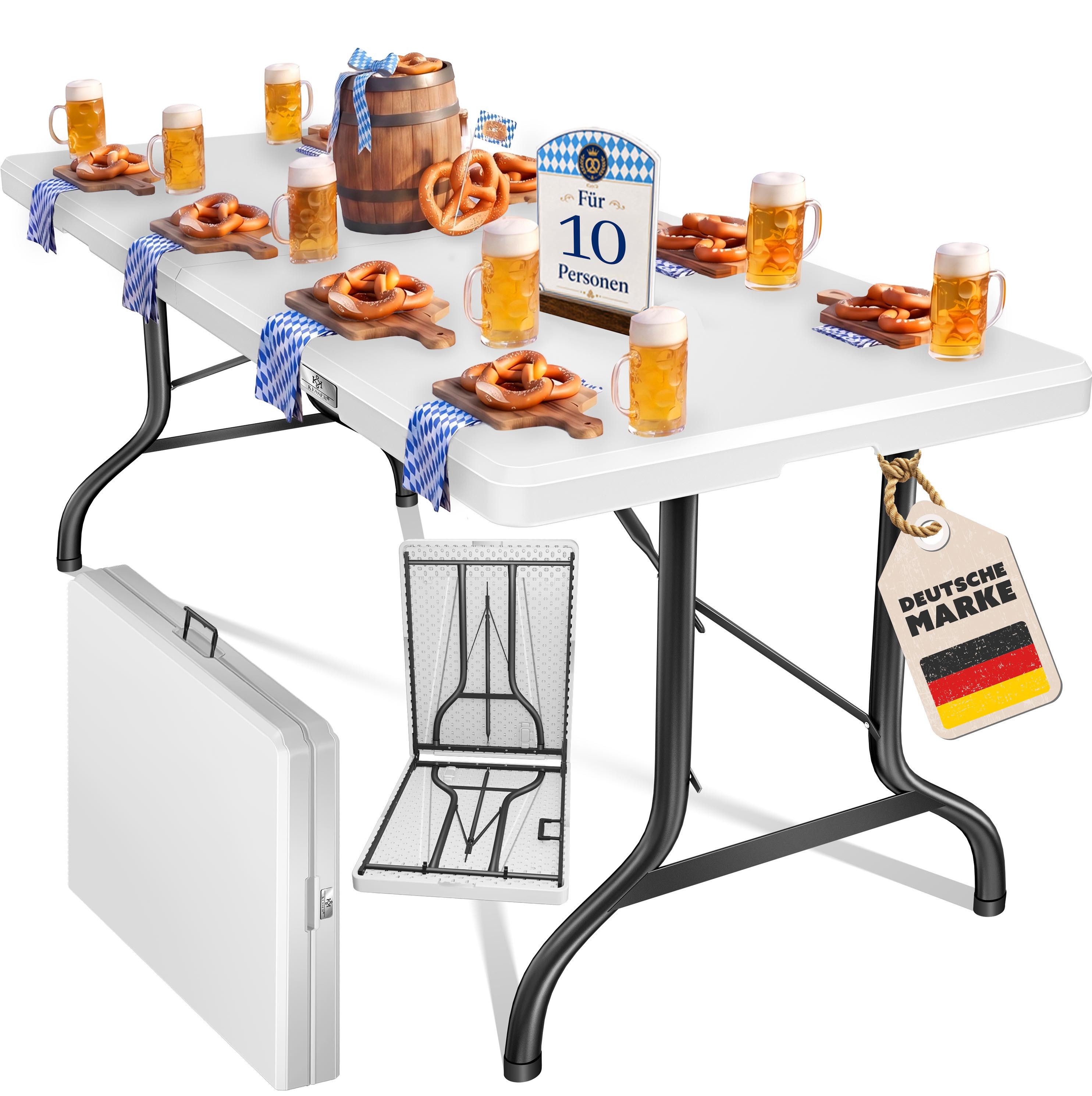 KESSER Tabletttisch, Buffettisch Tisch klappbar Kunststoff 183/220x76 cm Campingtisch