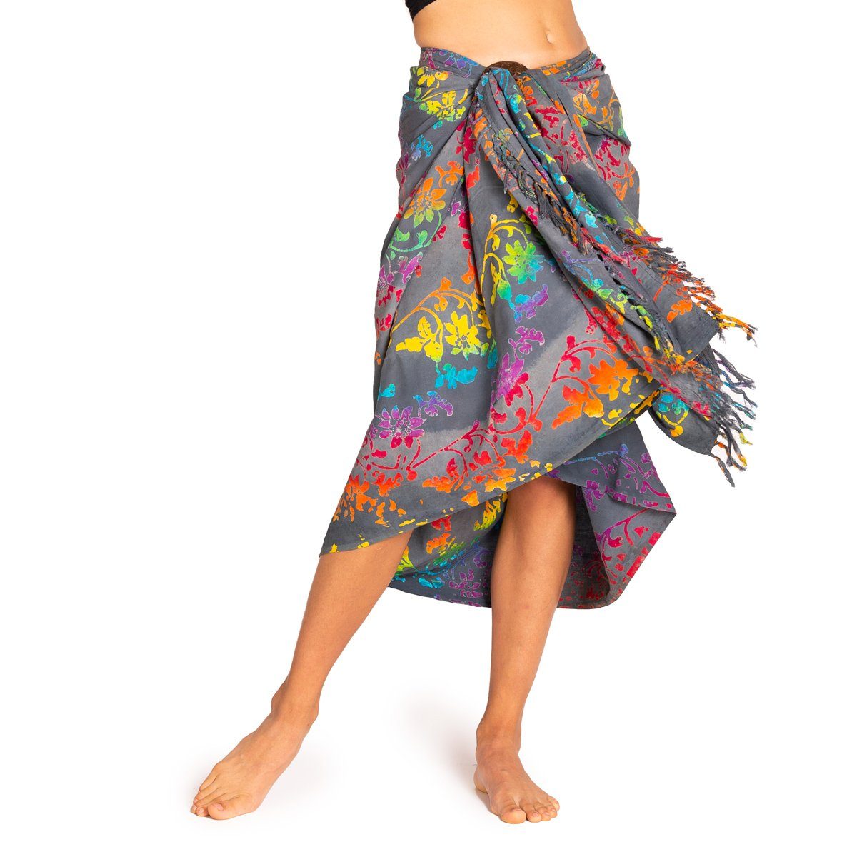 PANASIAM Pareo Sarong Wachsbatik dunkle Designs aus hochwertiger Viskose Strandtuch, Strandkleid Bikini Cover-up Tuch für den Strand Schultertuch Halstuch