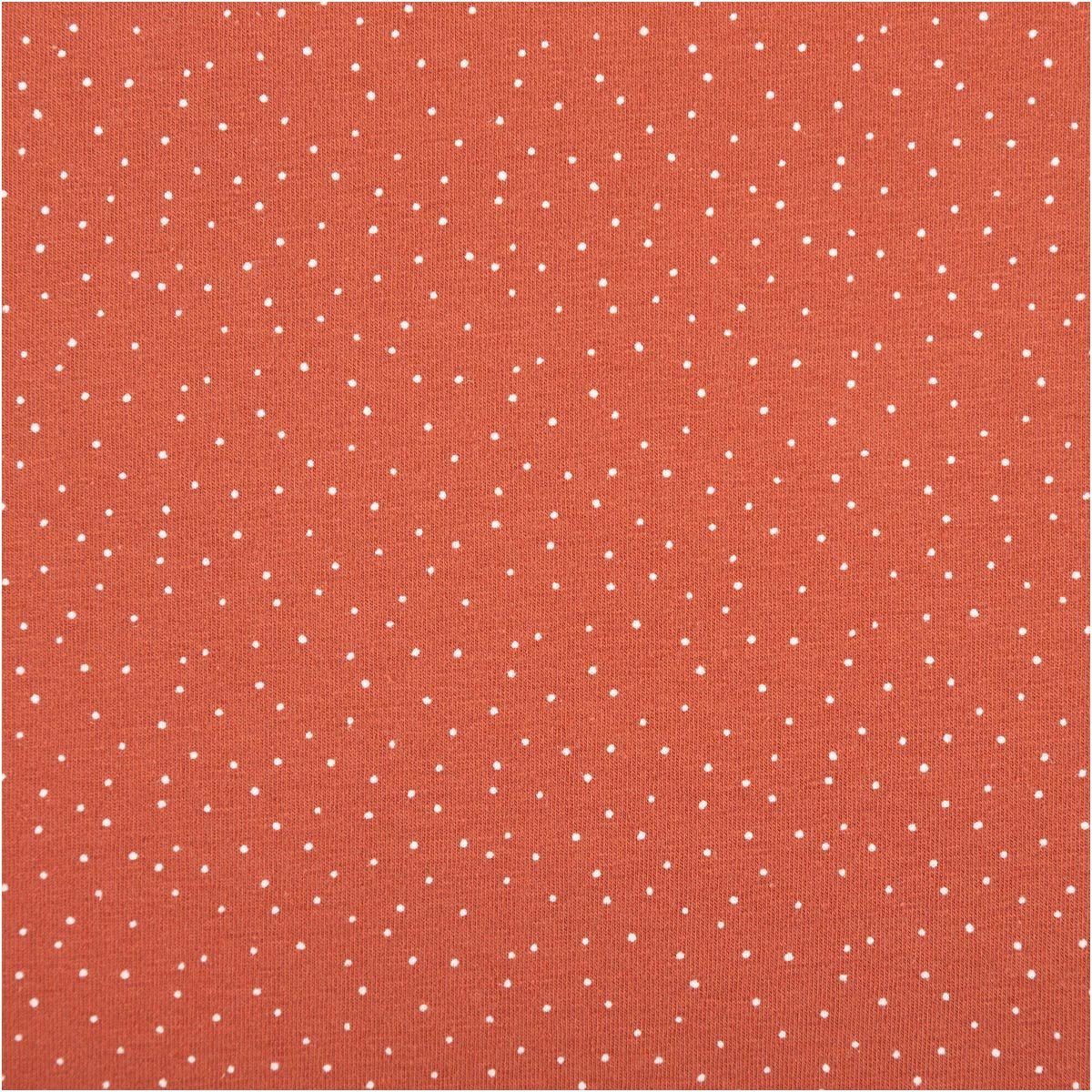 SCHÖNER LEBEN. Stoff Jersey Stoff Meterware Baumwolljersey Pünktchen terracotta 150cm, allergikergeeignet