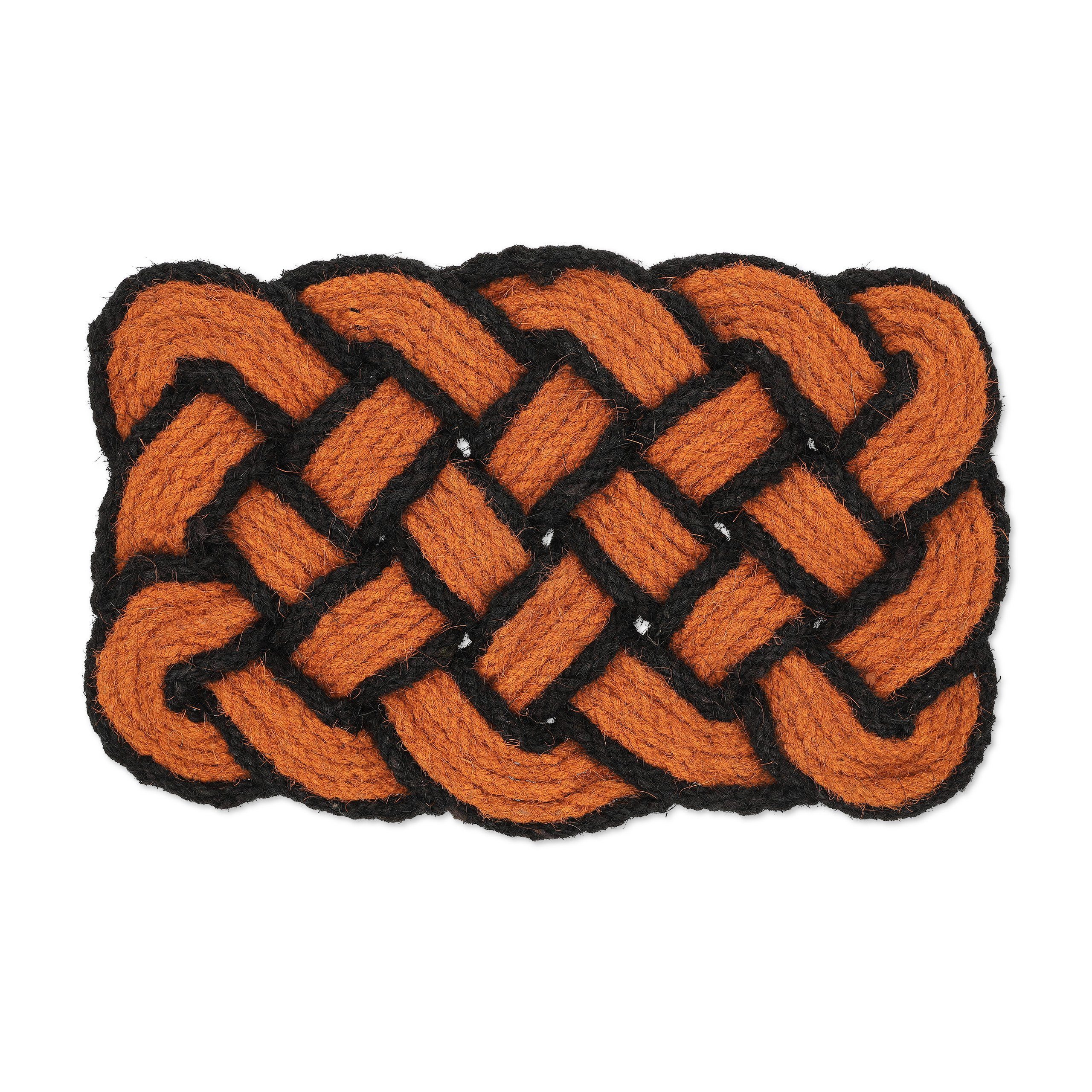 relaxdays Fußmatte Kokos Knoten orange-schwarz, Rechteckig, Höhe: 25 mm