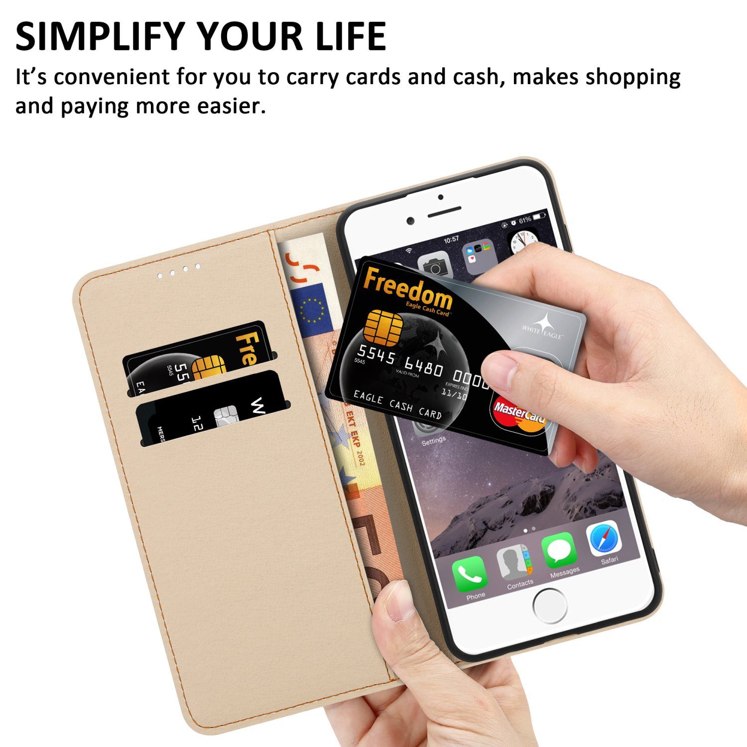 Cadorabo Handyhülle für iPhone 6 / 6S Hülle Apple iPhone 6 / 6S, Handy Schutzhülle - Hülle, Standfunktion, Kartenfach, Magnetverschluss