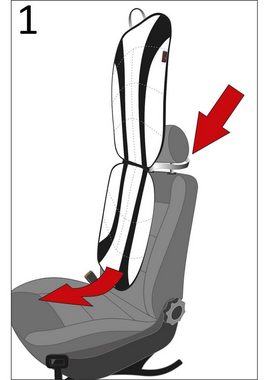 WALSER Autositzauflage Universal Auto Sitzauflage Elegance schwarz rot hoher Rücken waschbar