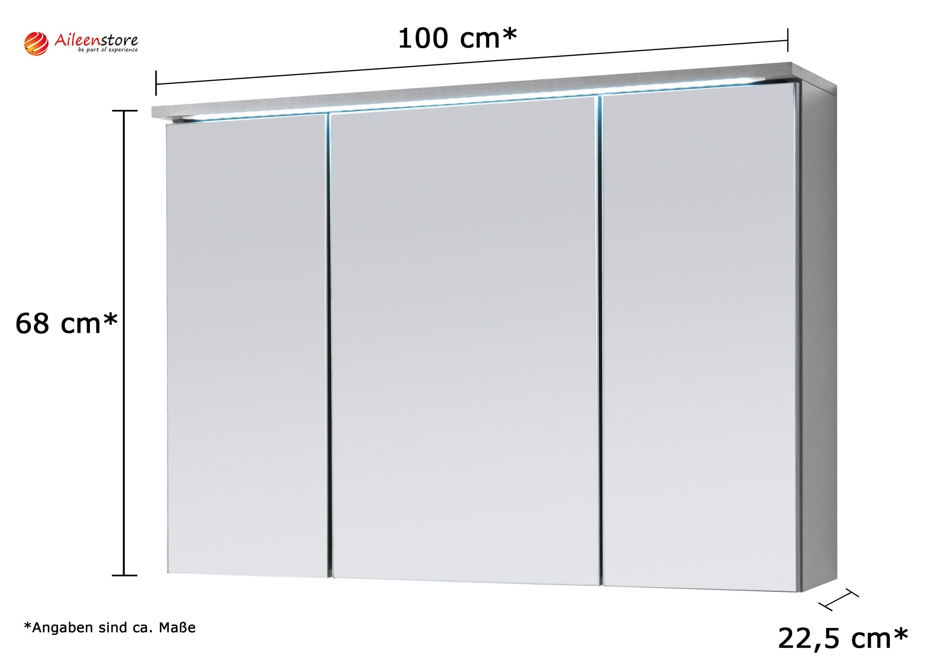 Aileenstore Spiegelschrank LED-Beleuchtung Breite 100 Schalter-/Steckdosenbox, cm, DUO