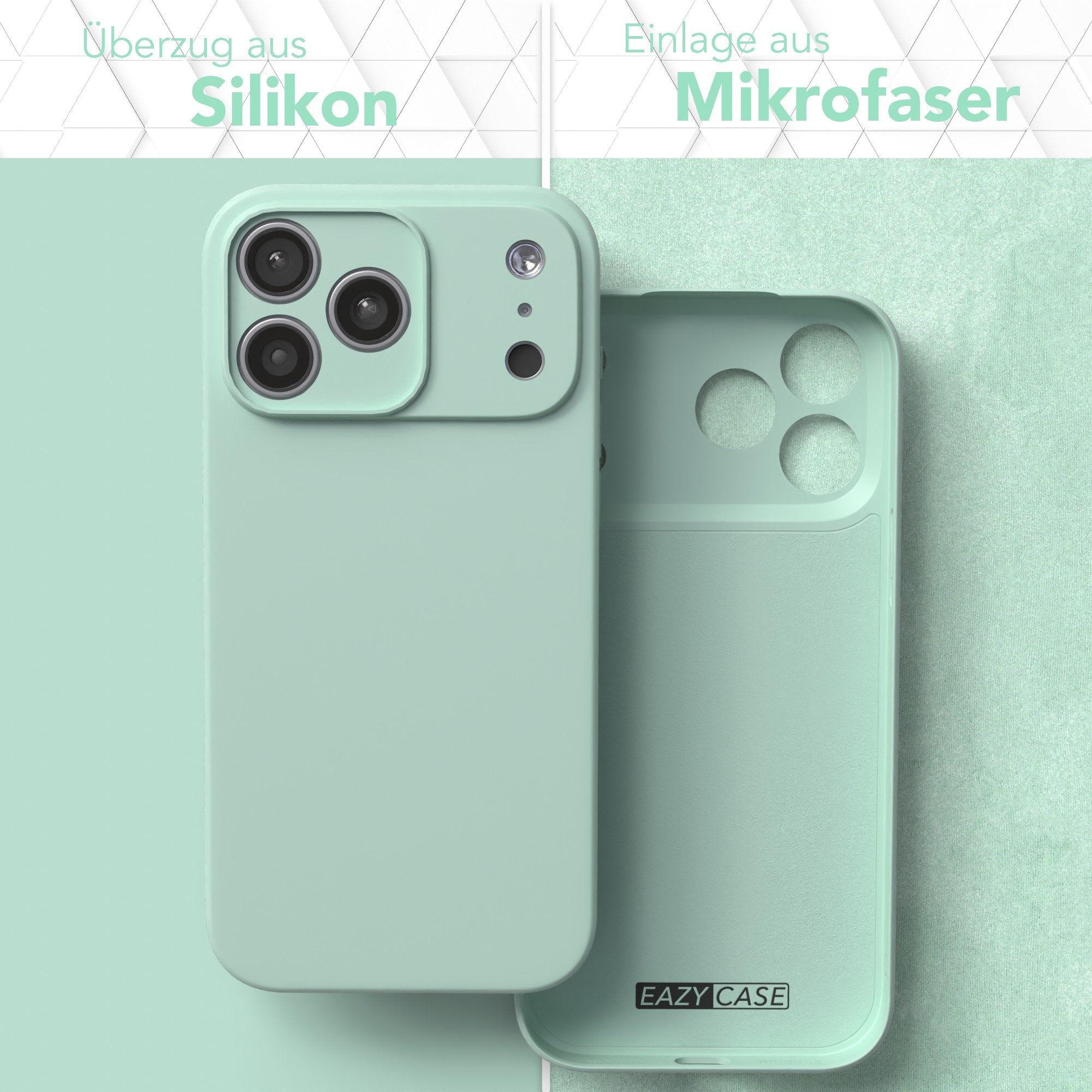 EAZY CASE Handyhülle für Apple iPhone 17 Pro Max Hülle Silikon 6,9 Zoll, Hülle Silikon kratzfest Smart Slimcover Bumper Case Etui Mint Grün – Bild 3 von 5