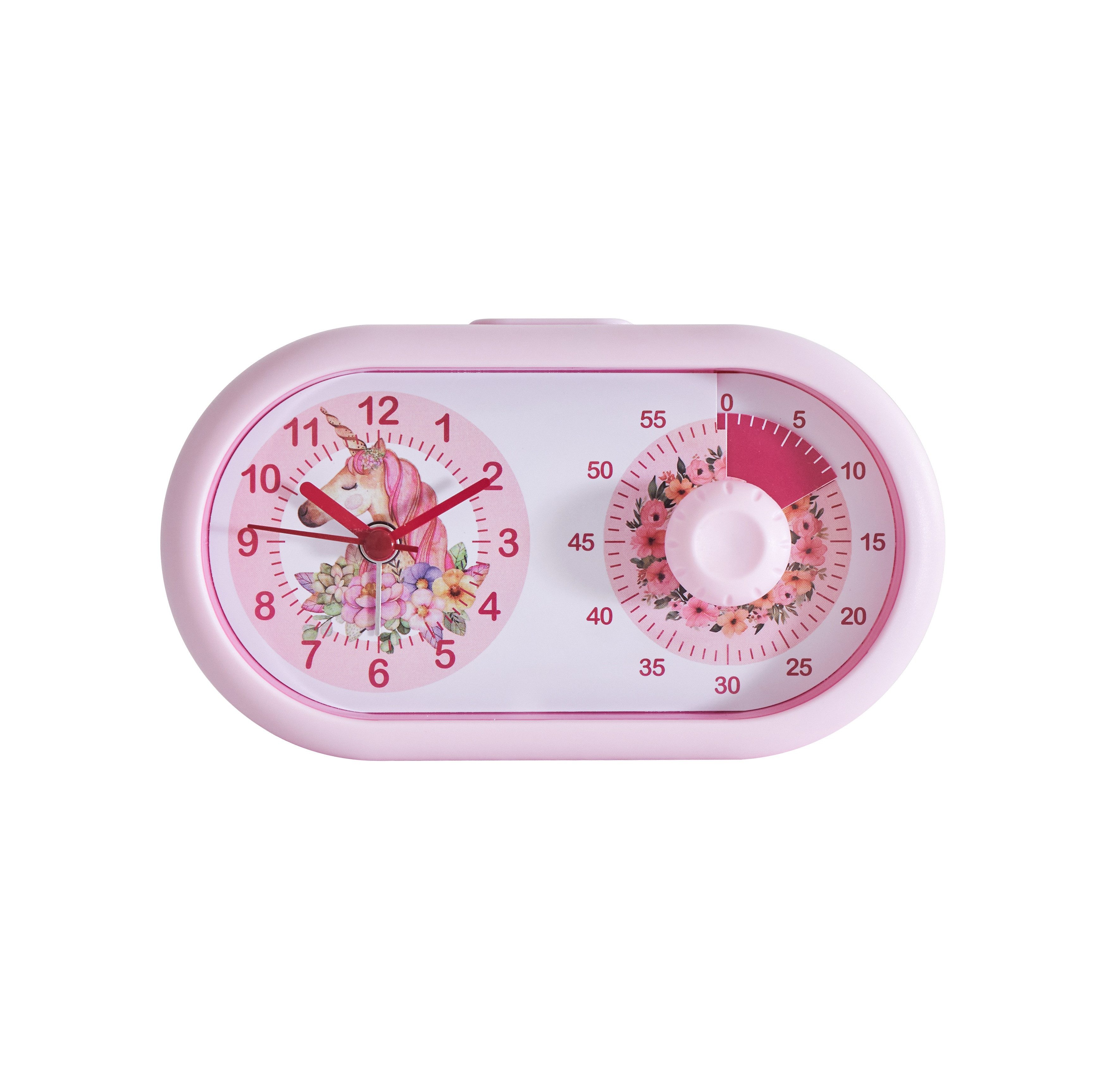 K&L Wall Art Tischuhr Rosa Tischwecker Mädchen Wecker Einhorn Alarmuhr visueller Timer