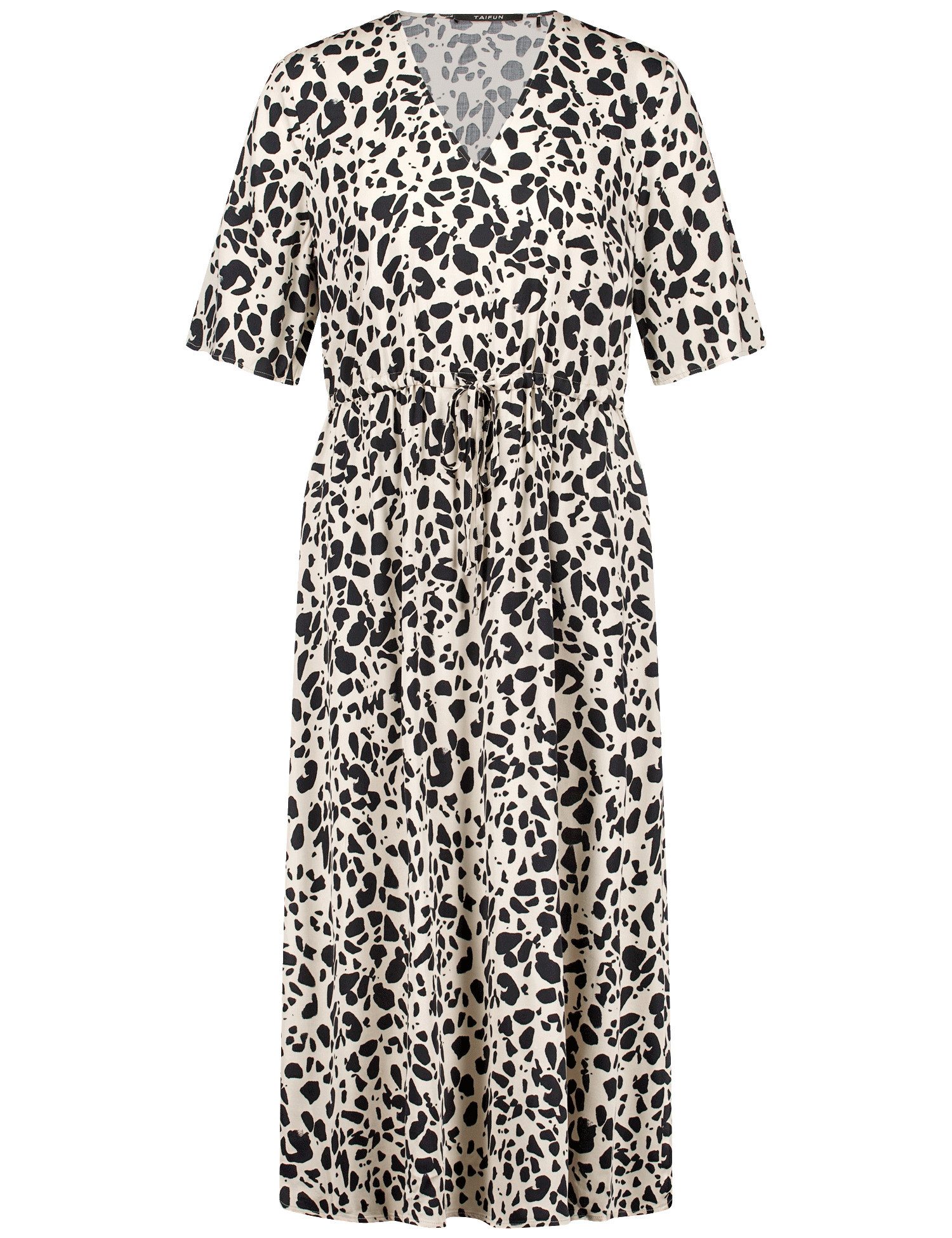Taifun Midikleid – Kleid mit 3/4-Ärmeln, V-Ausschnitt und Animal Print