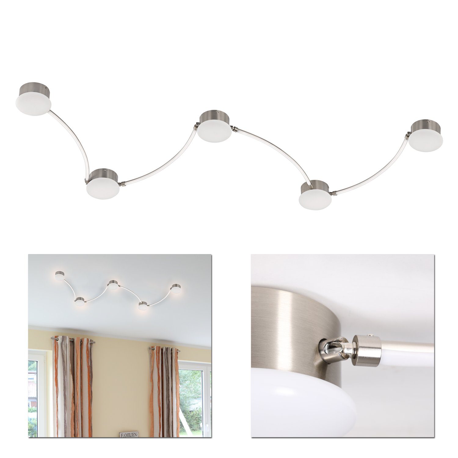 Home4Living LED Deckenleuchte Deckenlampe 5 flammig 35W modern Wohnzimmerlampe, inkl. Leuchtmittel, dimmbar durch Lichtschalter