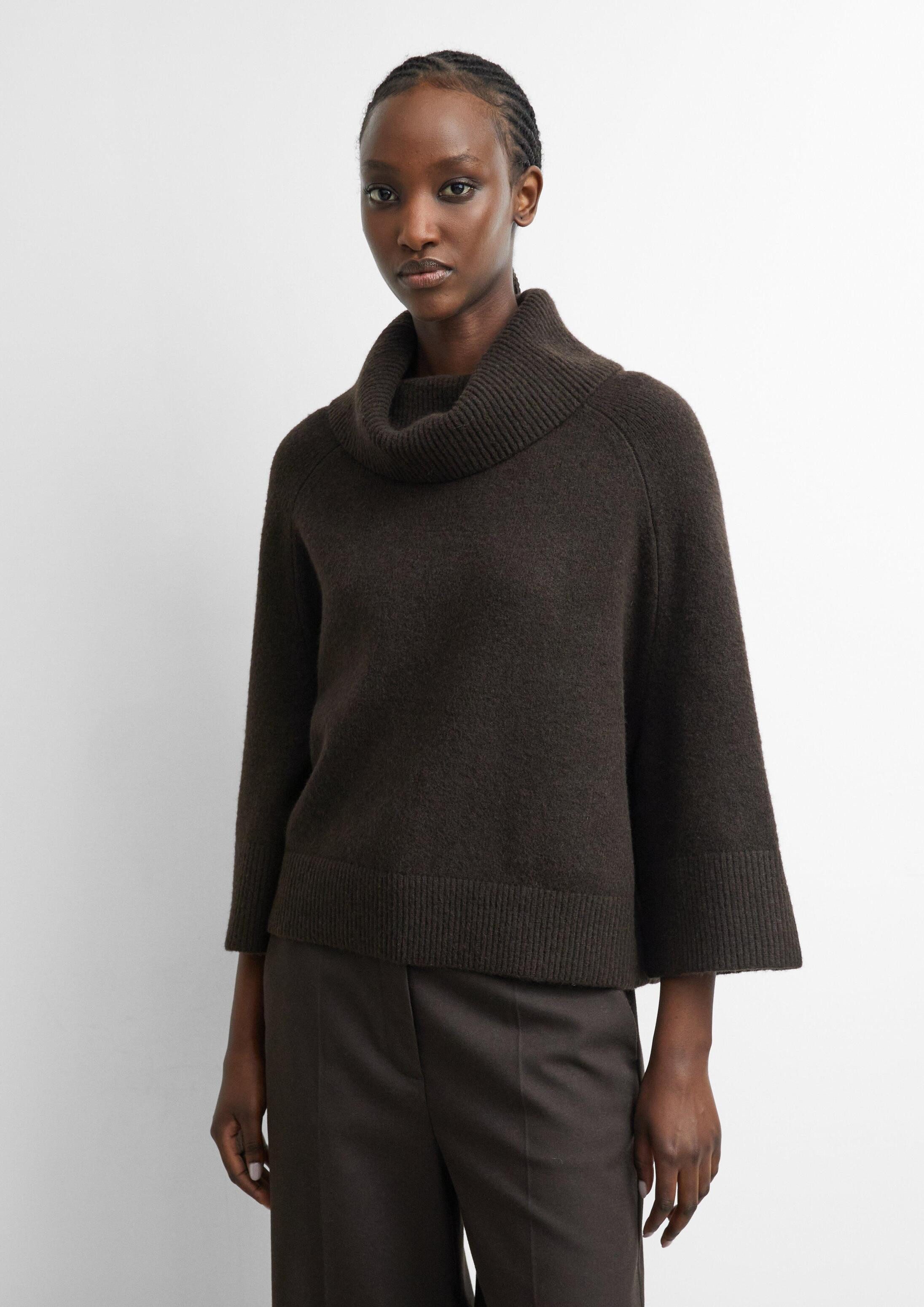 comma 3/4 Arm-Pullover Strickjacke Poncho-Pullover mit weitem Kragen