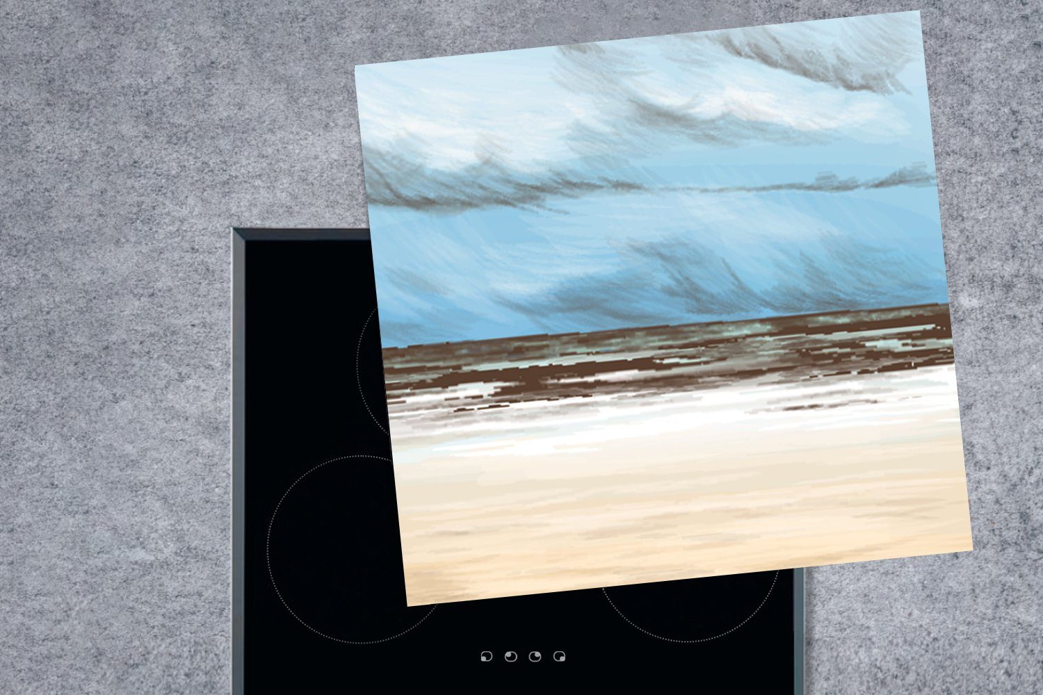 cm, MuchoWow Meer (1 Arbeitsplatte 78x78 Strand Ceranfeldabdeckung, küche Herdblende-/Abdeckplatte - Himmel, für Vinyl, - tlg),