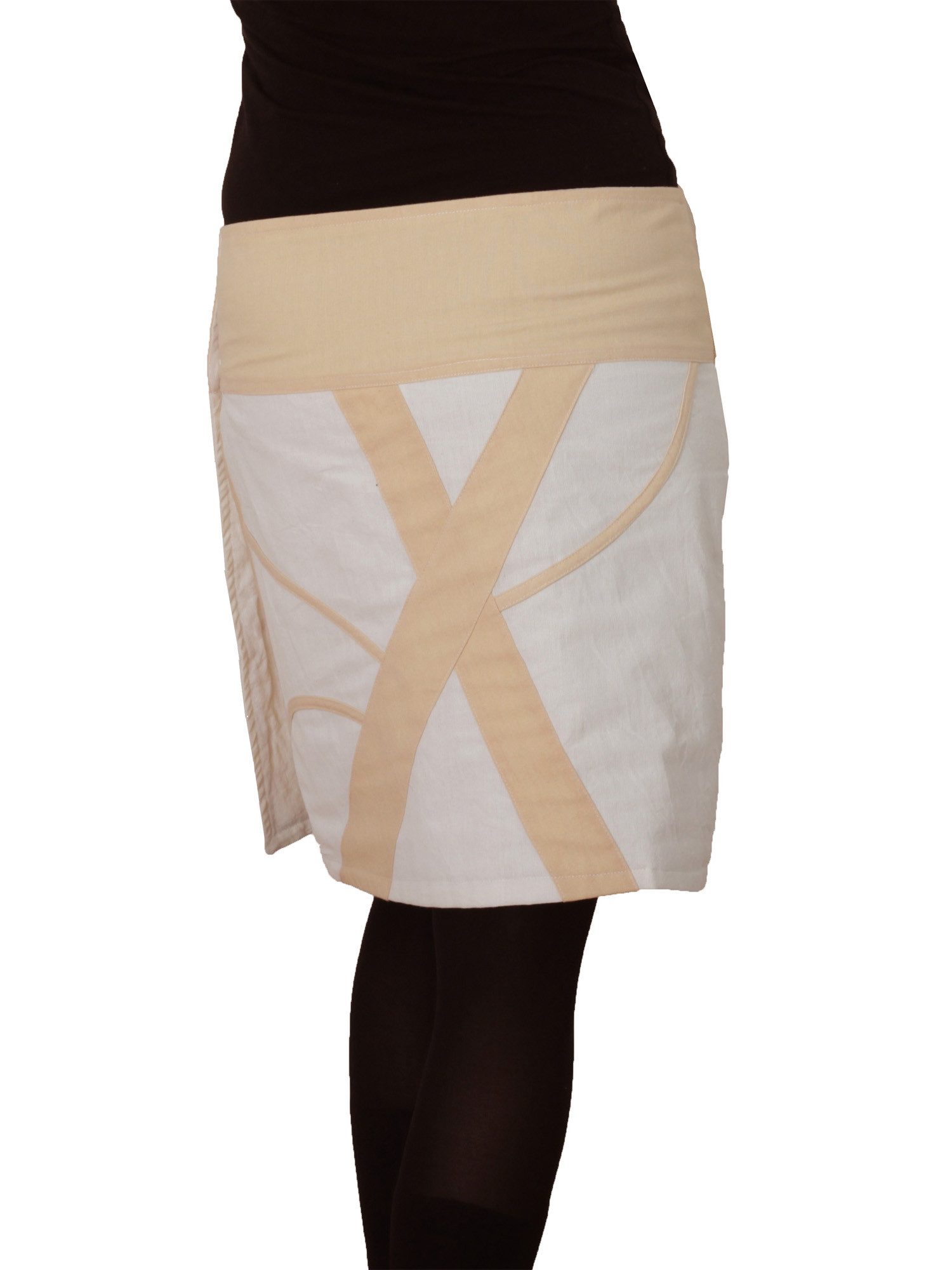 PUREWONDER Wickelrock Wickelrock Festival Minirock für Damen Nr. 193 Weiß Baumwolle Einheitsgröße