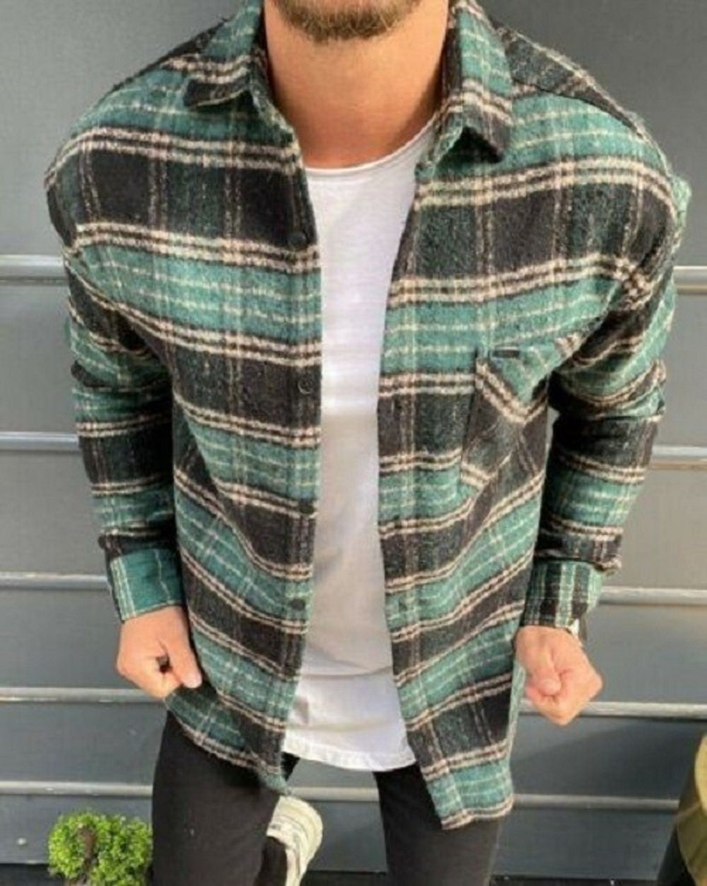 Megaman Jeans Flanellhemd Herren Holzfäller Hemd günstig online kaufen