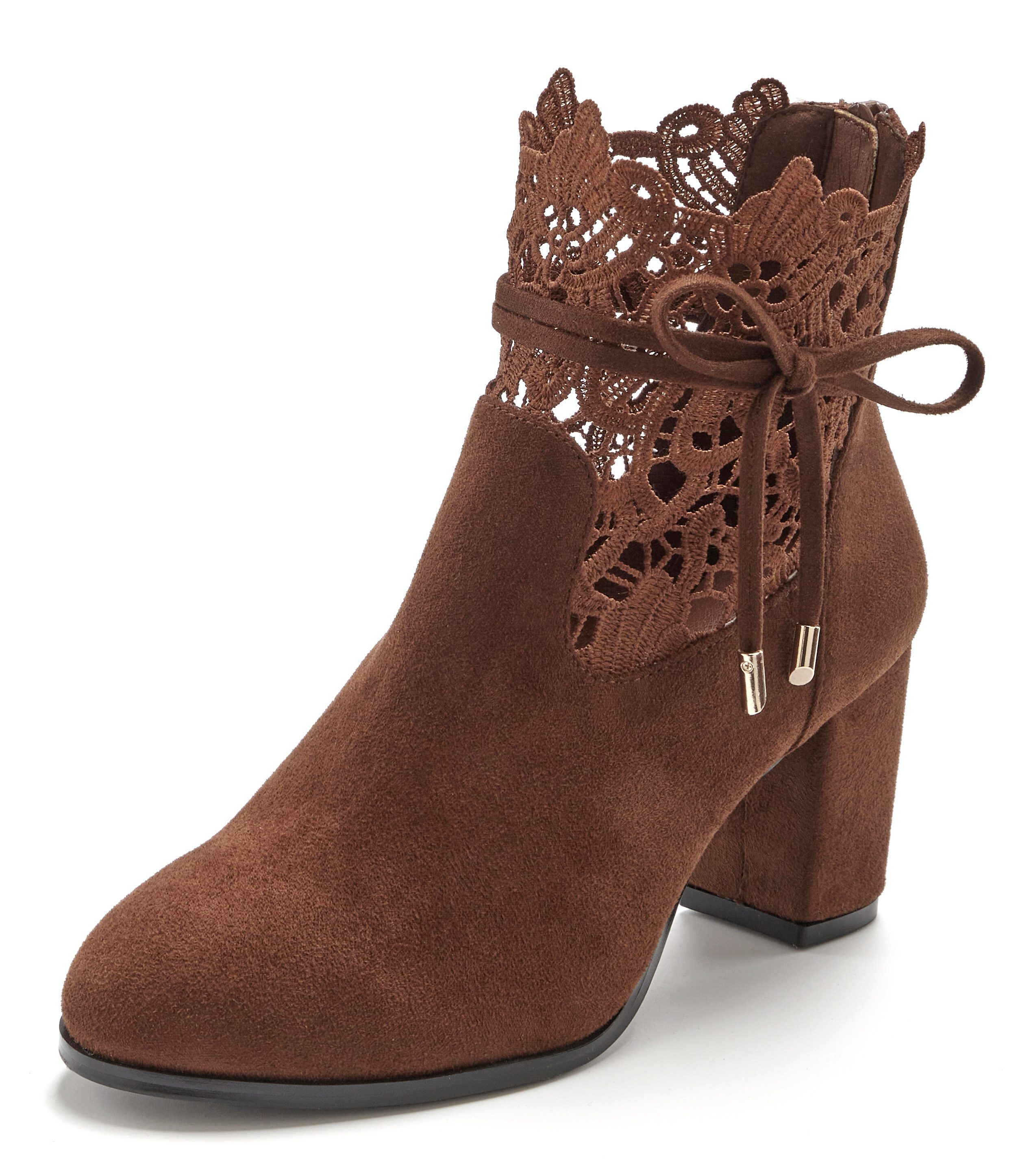 LASCANA Sommerstiefelette High-Heel-Stiefelette mit modischer Spitze und bequemen Blockabsatz, Ankle Boot, Stiefel