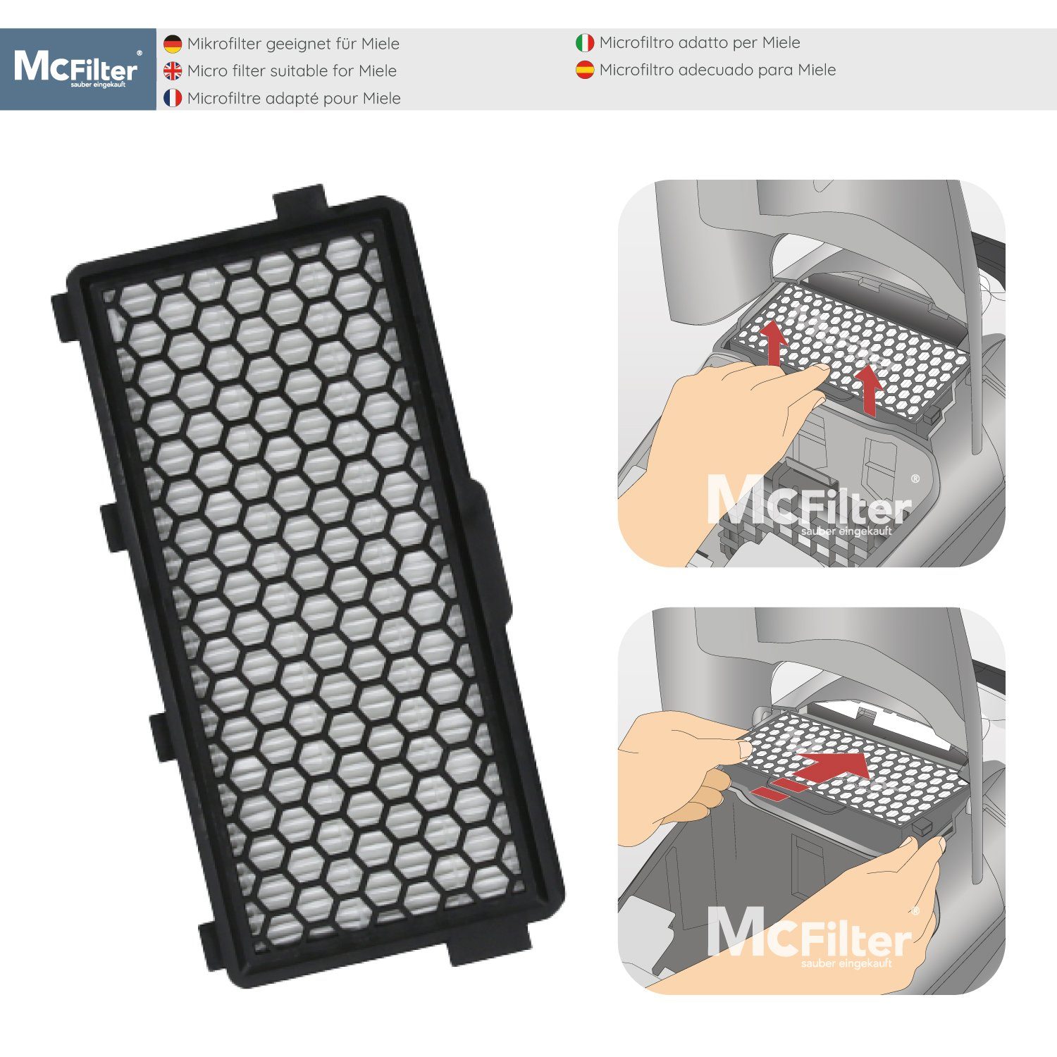 McFilter HEPA-Filter 2 zu Miele 50 schwarz, Filter S8360, Alternative passgenau, geeignet S8340 PowerLine Stück, SF-AH für EcoLine S8, 2