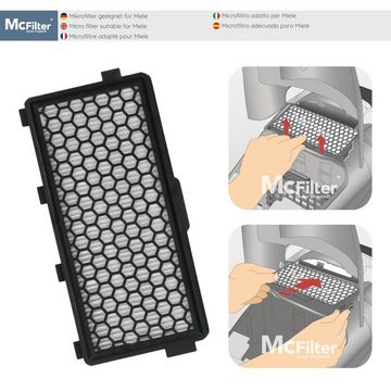 McFilter HEPA-Filter 3 Filter geeignet für Miele S8340 EcoLine PowerLine S8, S8360, 3 Stück, passgenau, schwarz, Alternative zu SF-AH 50