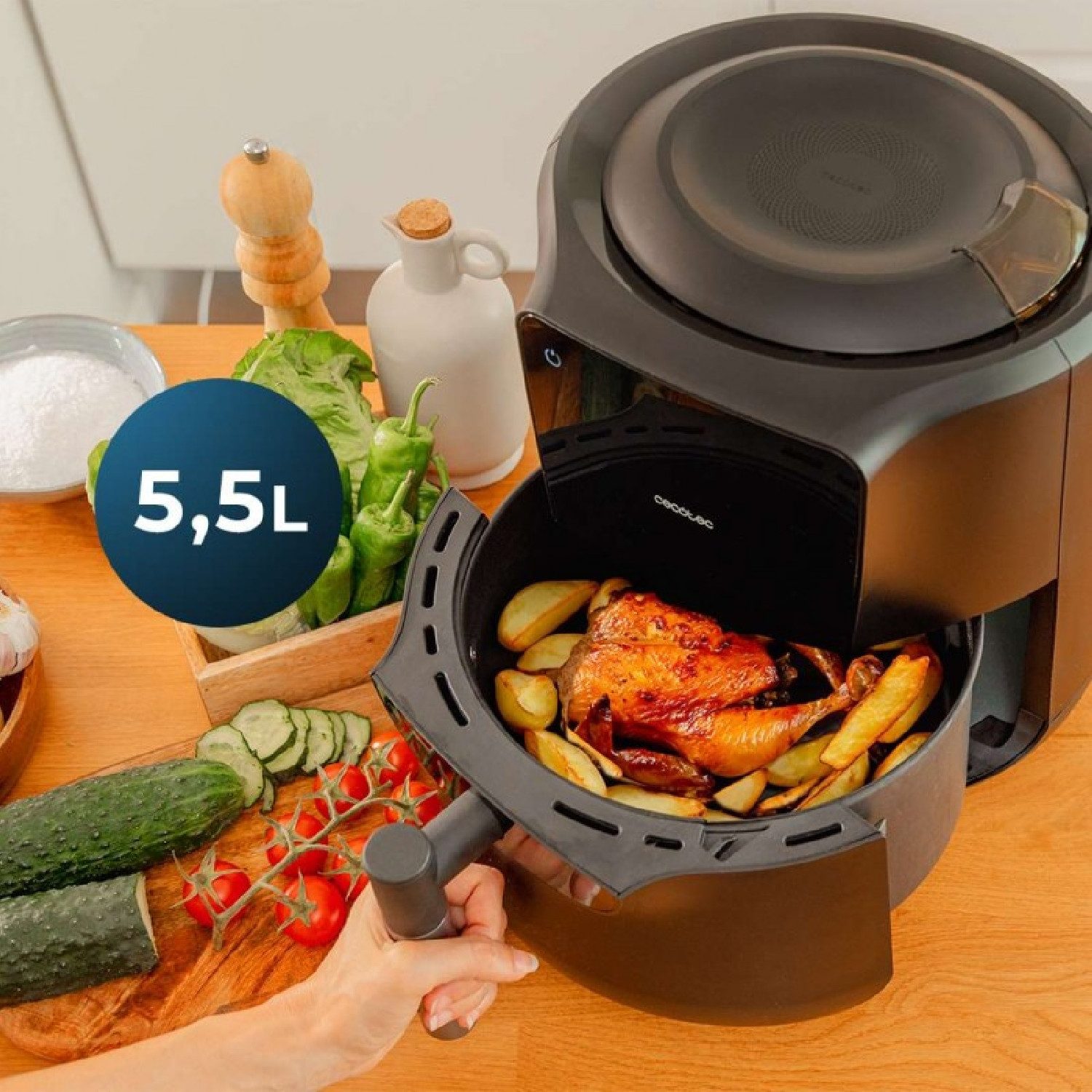 Cecotec Heißluftfritteuse, 1500 W, Cecofry Rain