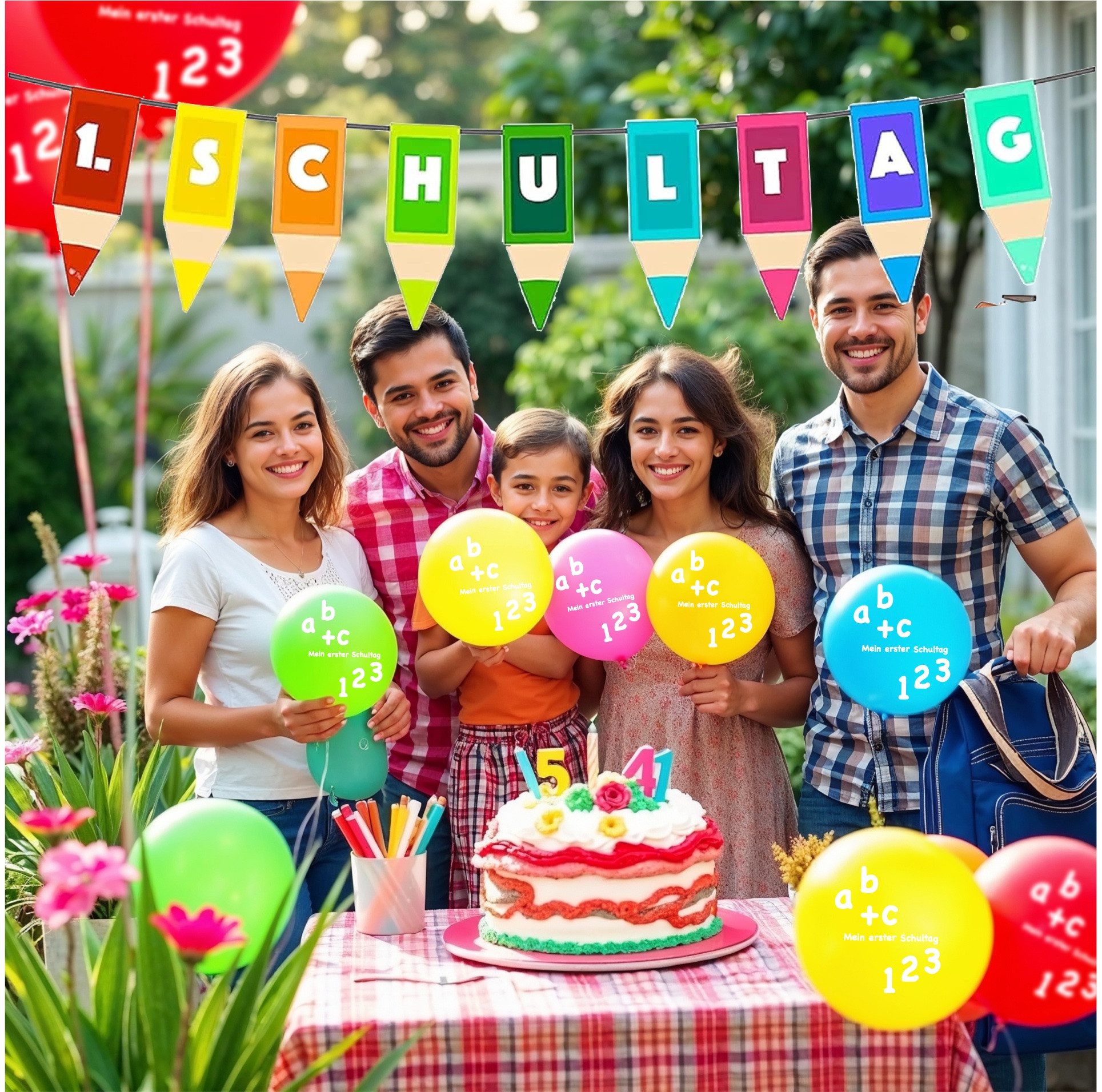 Dekotalent® Hängedekoration XXL Einschulung Schulanfang Set über 100 Teile - Schultüte Schulranzen (Packung, 100 St., über 100 Teile), Wiederverwendbar