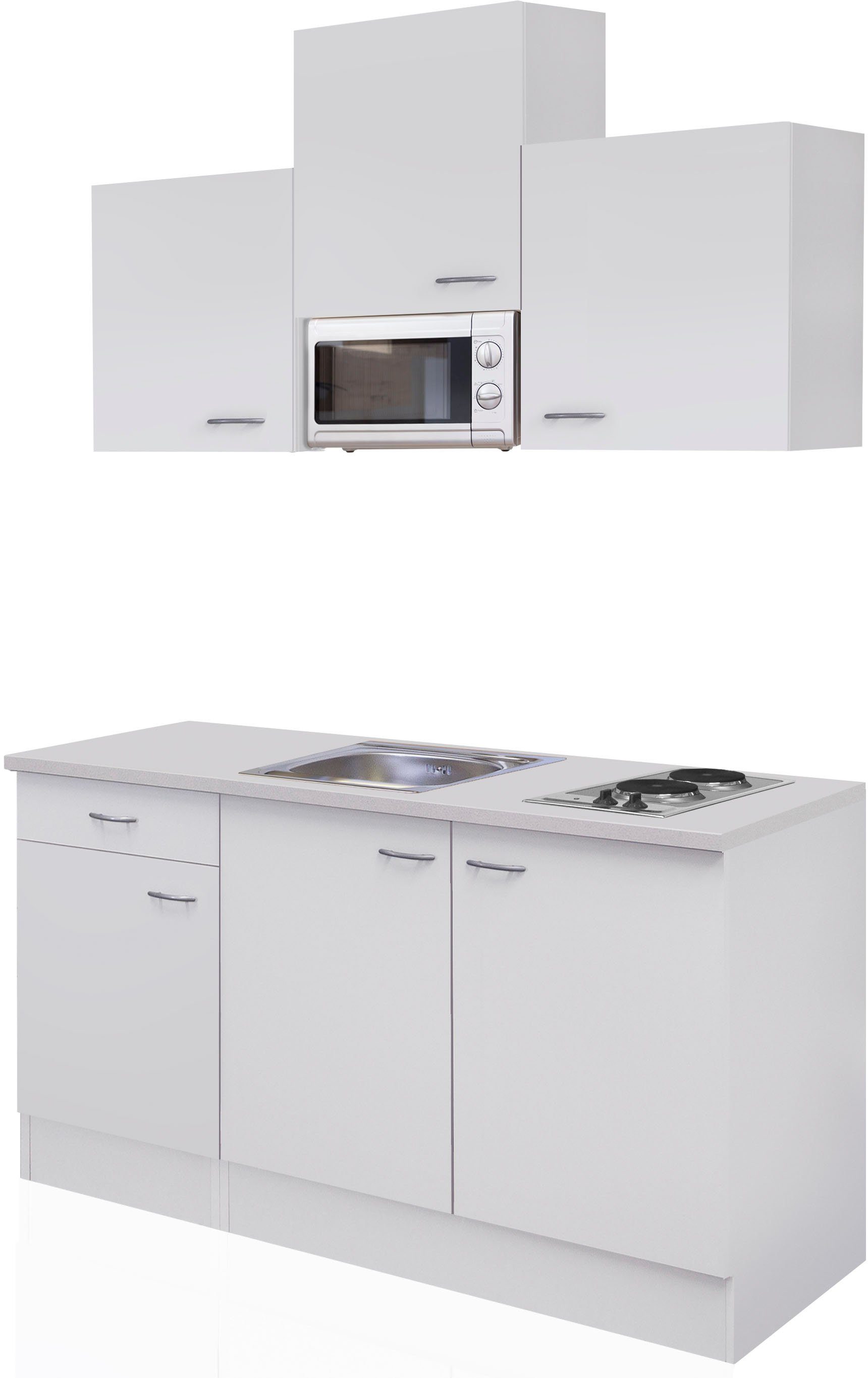 Flex-Well Küche Wito, Gesamtbreite 150cm, mit Mikrowelle und Kochfeld,  viele Farbenvarianten