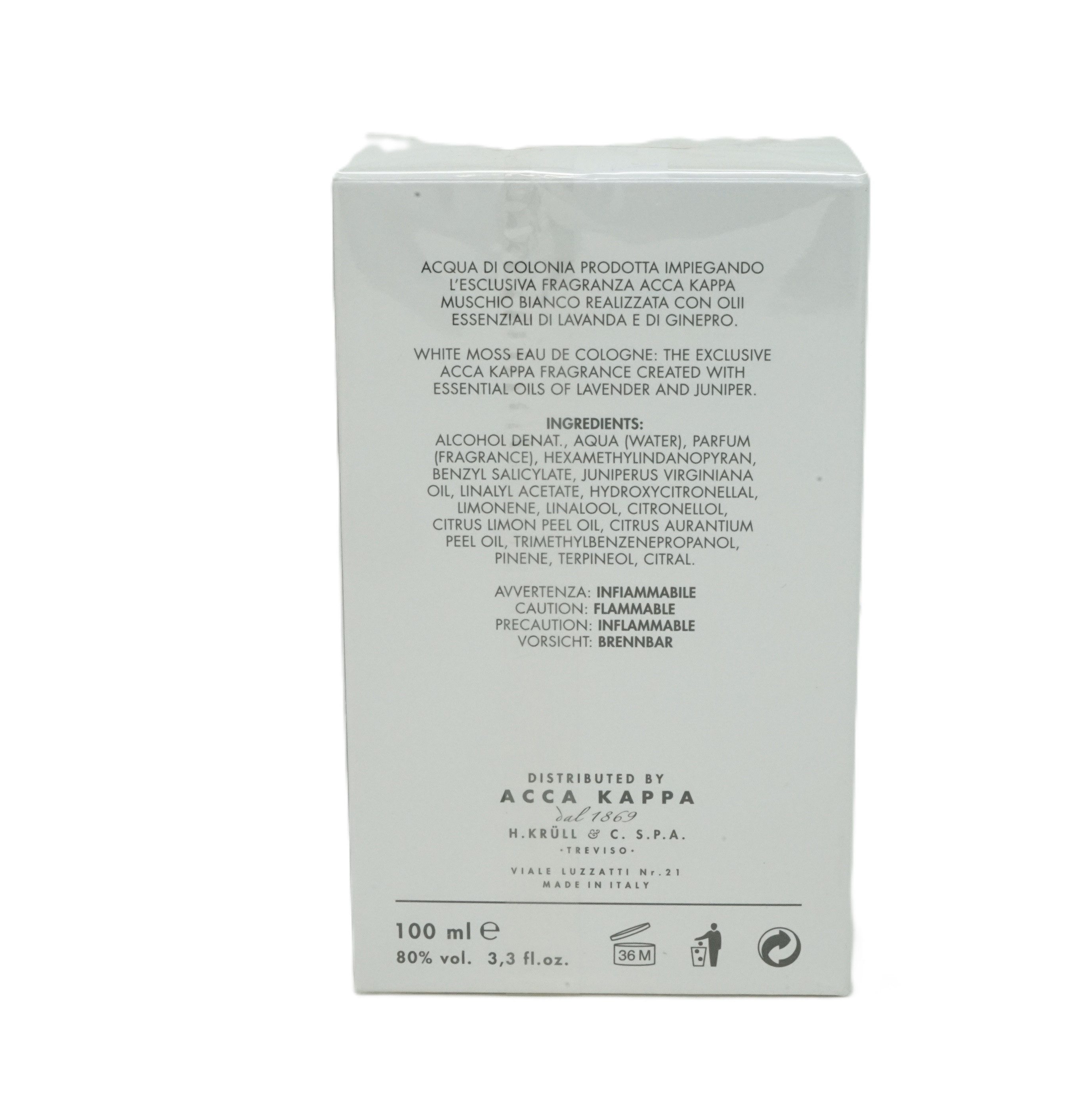 NOTE Eau de Toilette Acca Kappa Muschio Bianco Acqua di Colonia 100 ml