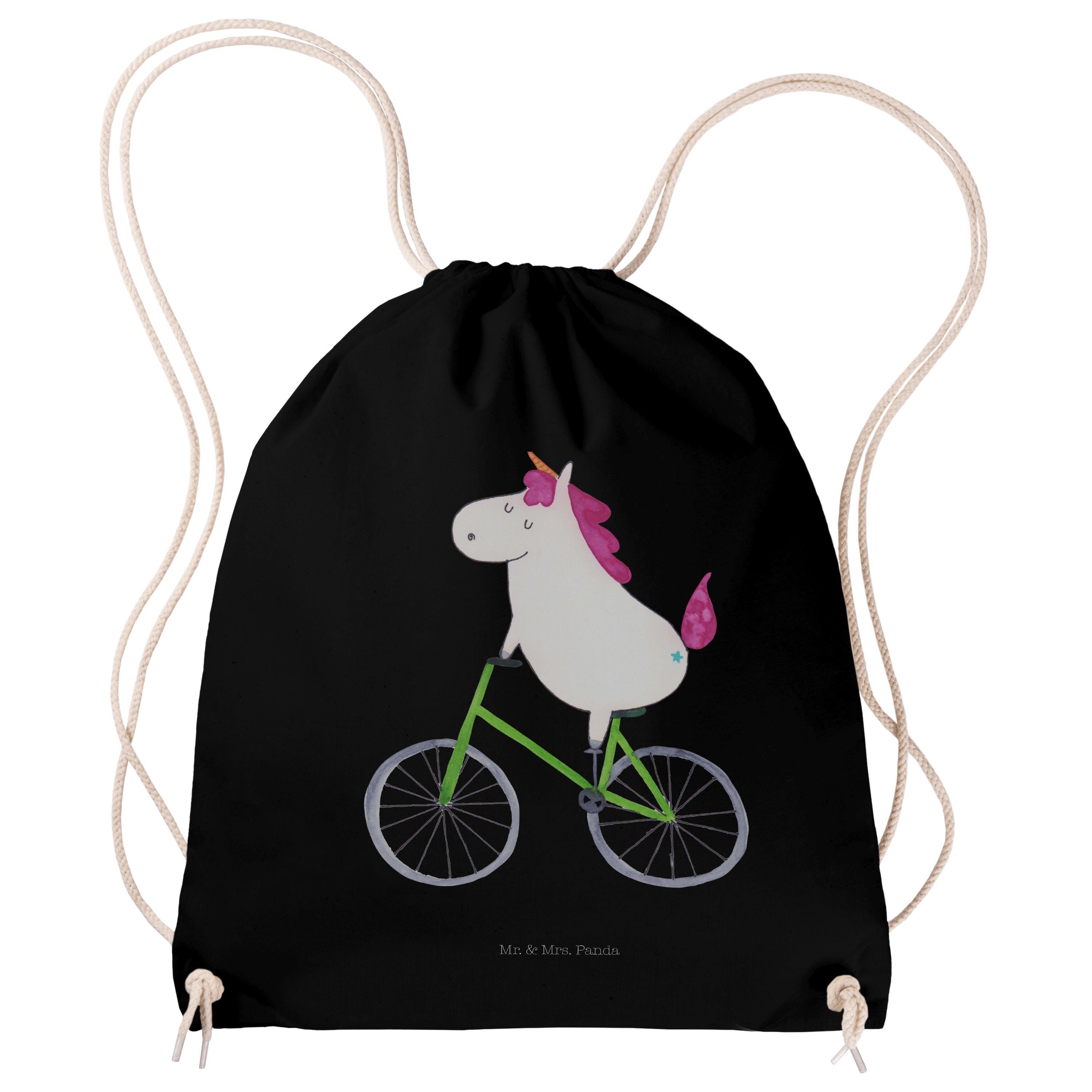 Mr. & Mrs. Sporttasche Panda - - Geschenk, Einhorn (1-tlg) Beutel, Tasche, Einhörner, Radfahrer Ra Schwarz