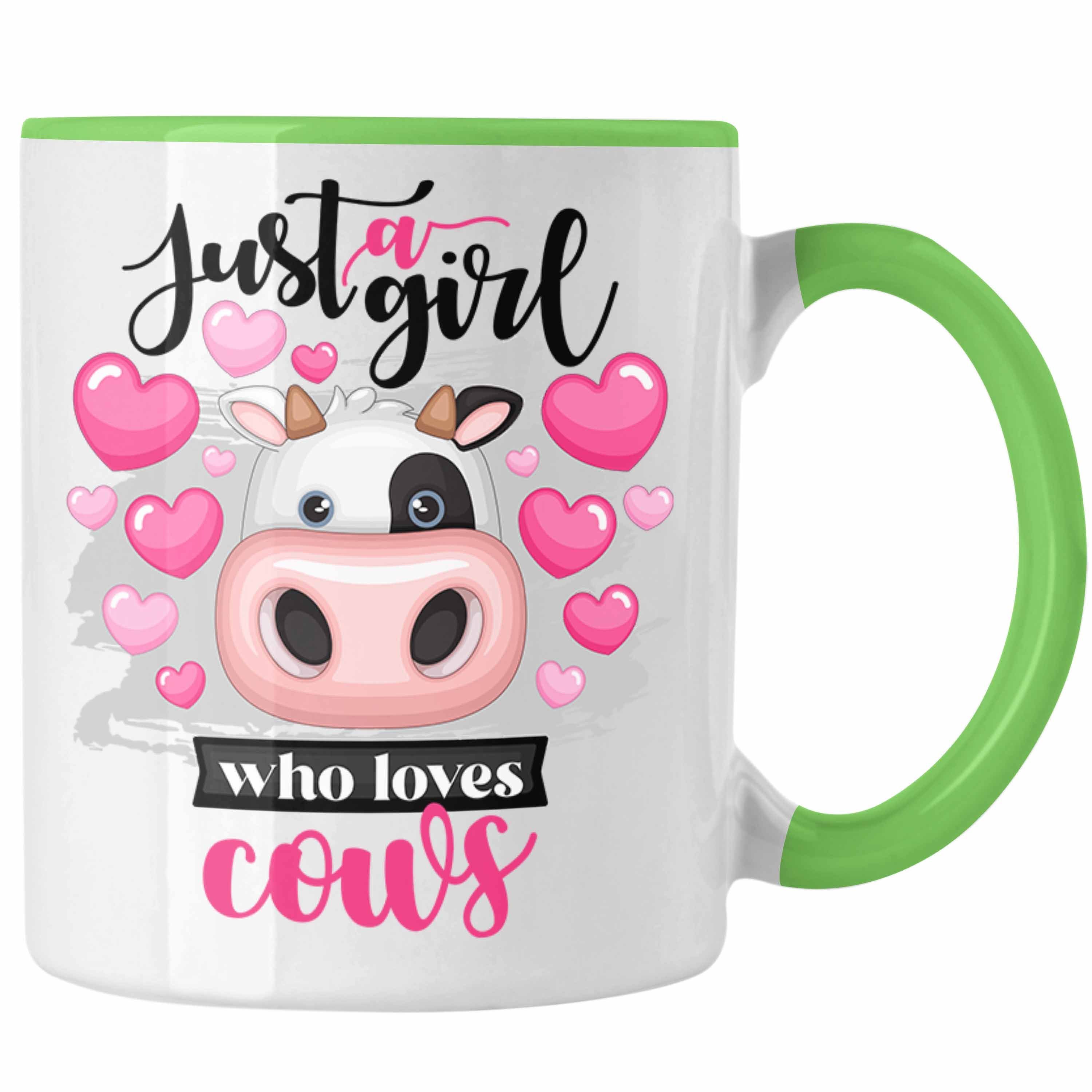 Trendation Tasse Kühe Tasse Geschenk Just A Girl Who Loves Cows Geschenkidee Kuhliebhab Grün