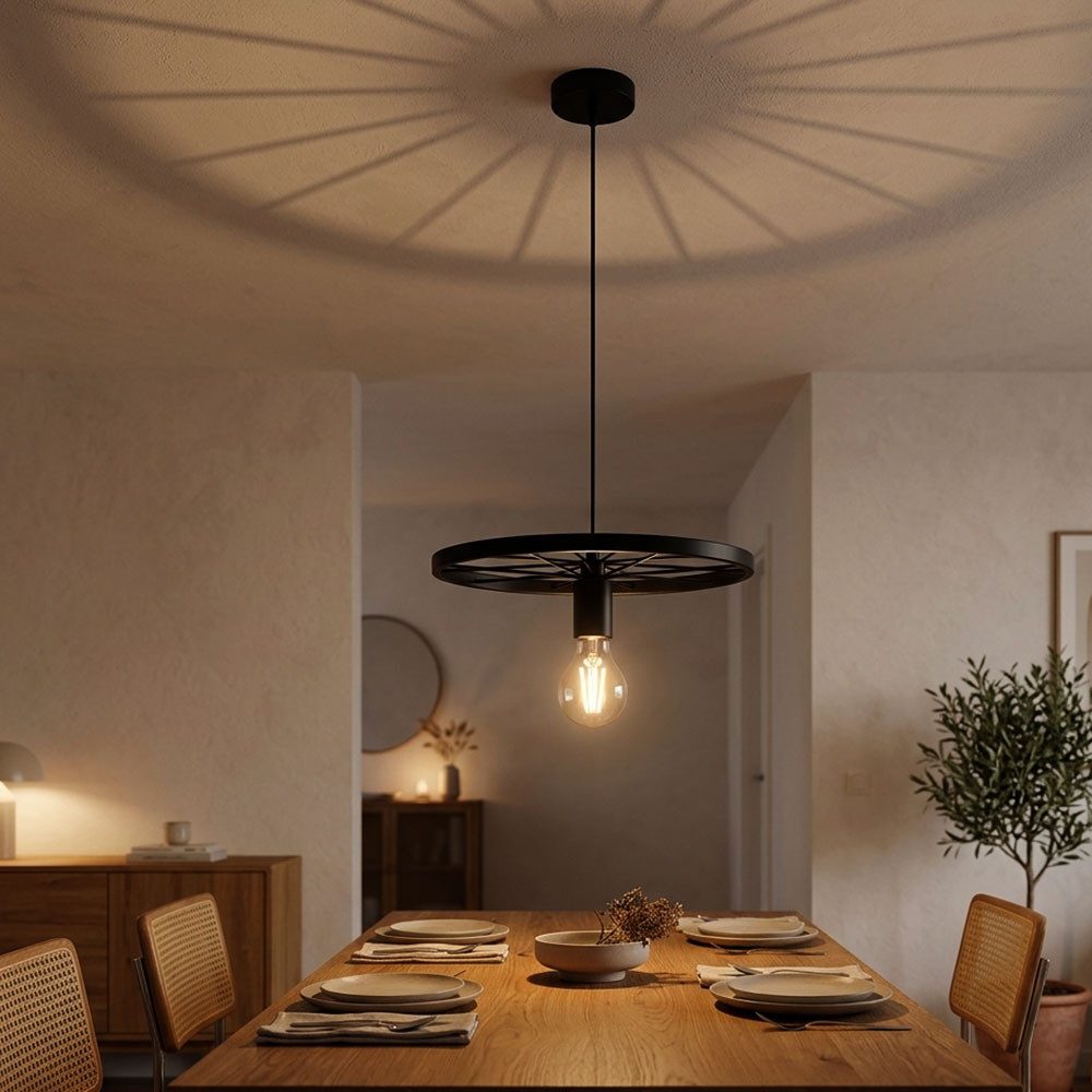 GLOBO LIGHTING Hängeleuchte, Leuchtmittel nicht inklusive, Hängeleuchte Pendellampe Esszimmerleuchte schwarz 1 Flammig H 150 cm