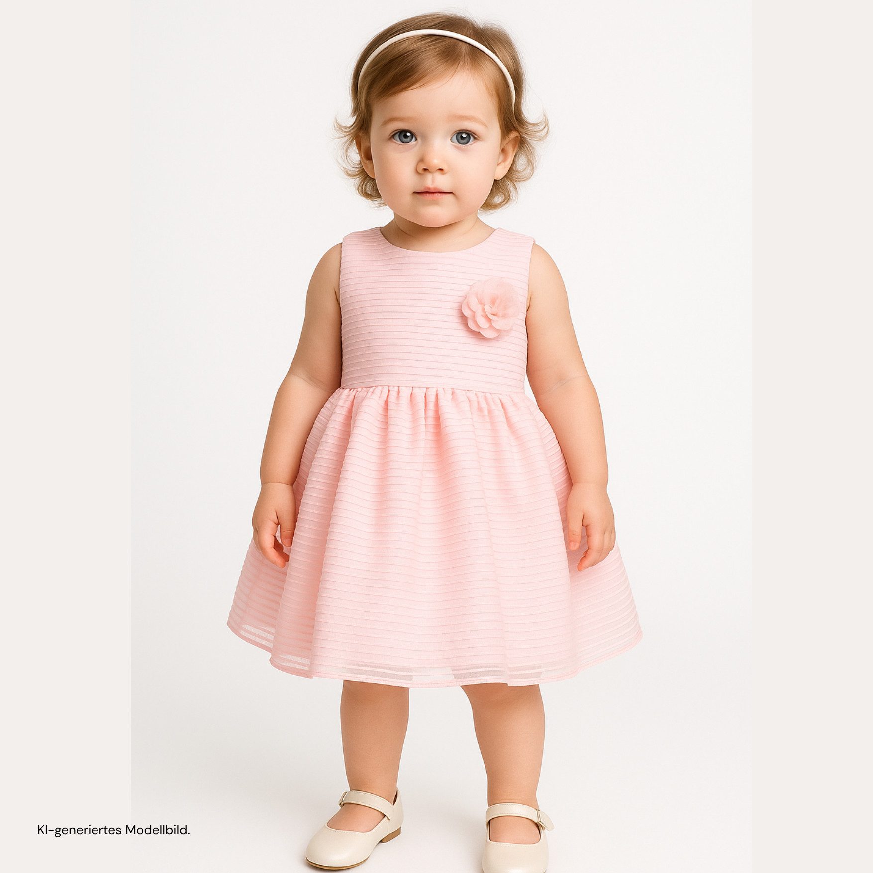 JACKY Tüllkleid Babykleid Festliches Kleid rosa – ärmellos Transparent gestreifter Tüllstoff für eine edle, leichte Optik