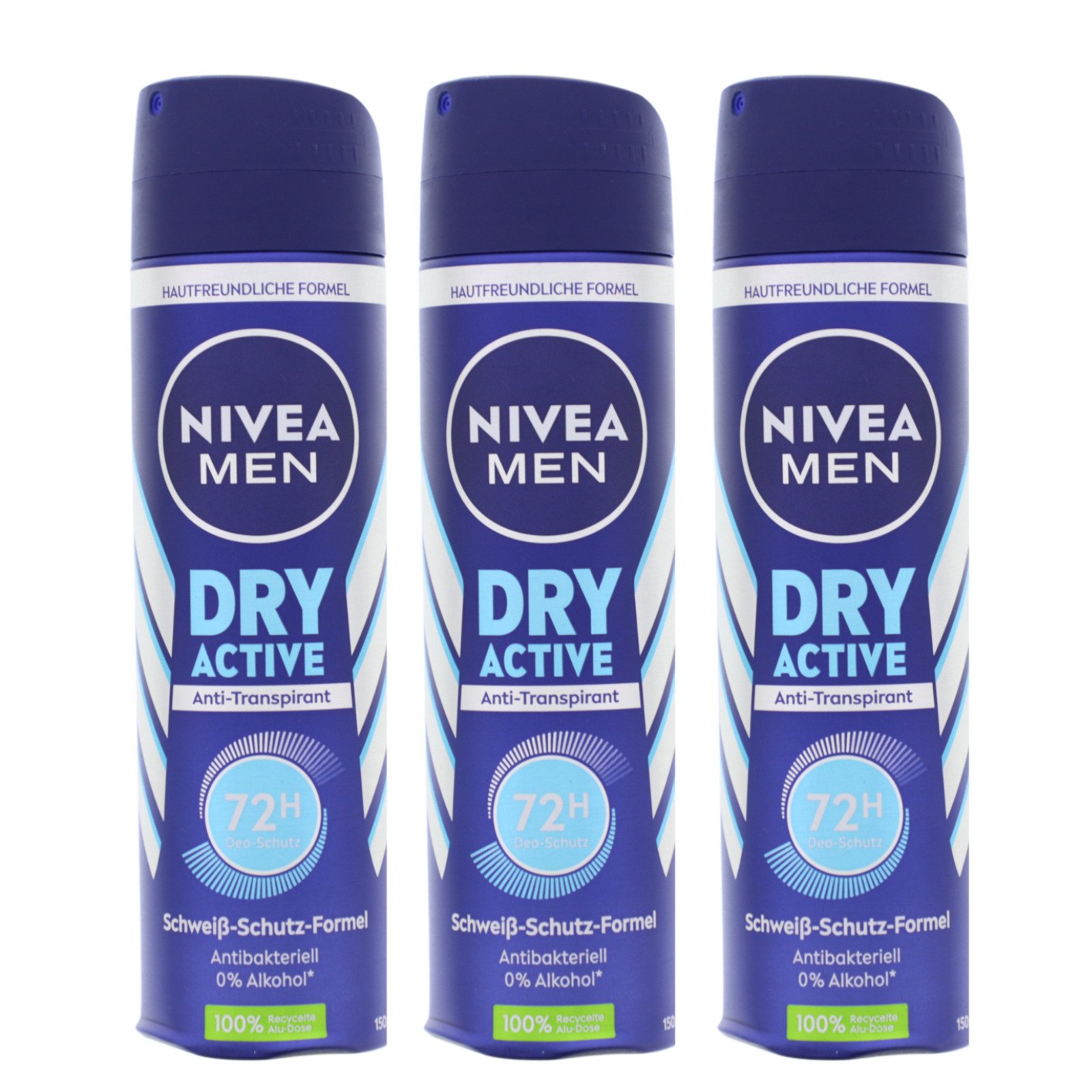 Bodyspray 3 x NIVEA MEN Dry Active Anti Transpirant Deo Spray je 150ml effektive