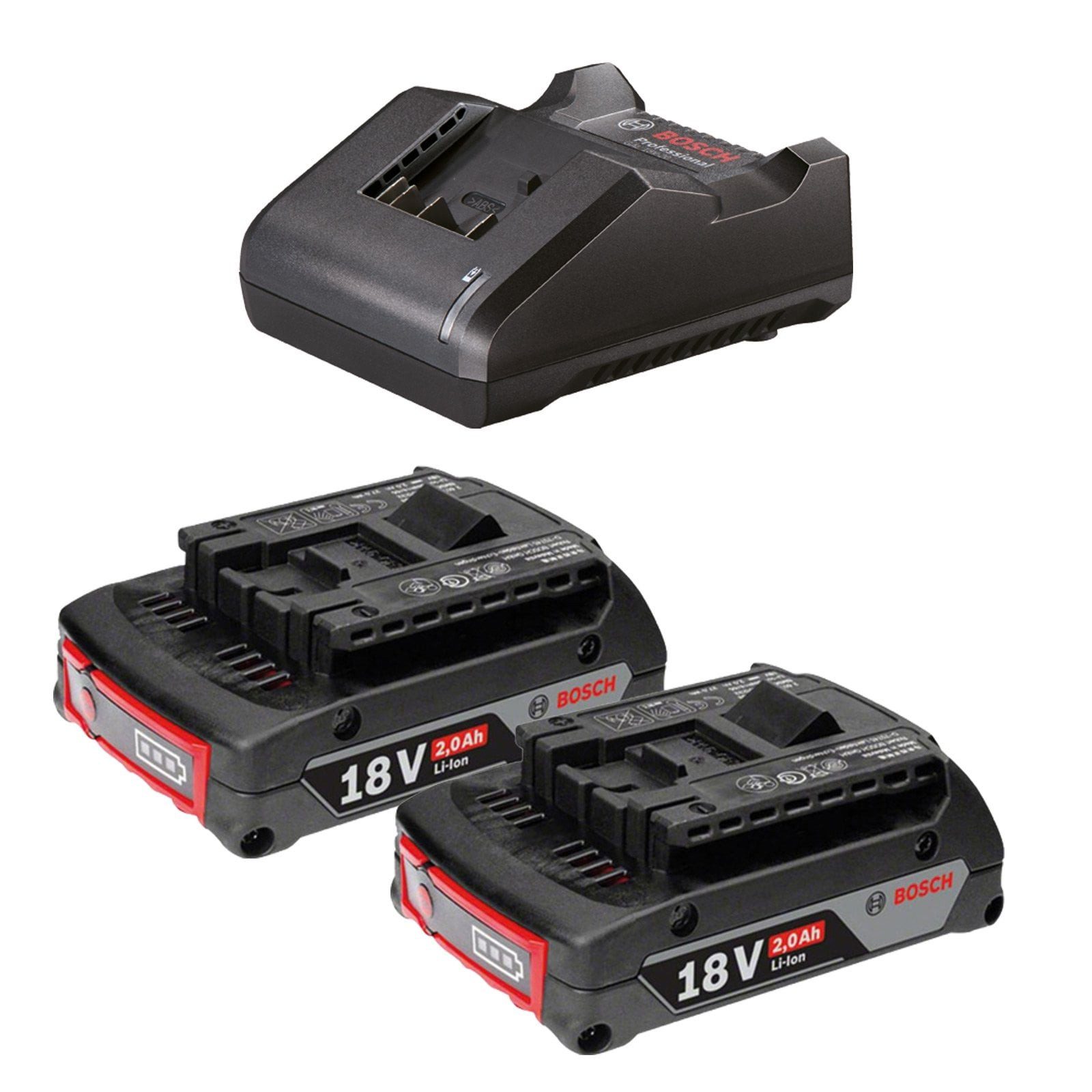 Bosch Starter-Set 18 V / 2x 2,0 Ah Akku + Ladegerät GAL 18V-20 Werkzeug-Akku-Ladetechnik
