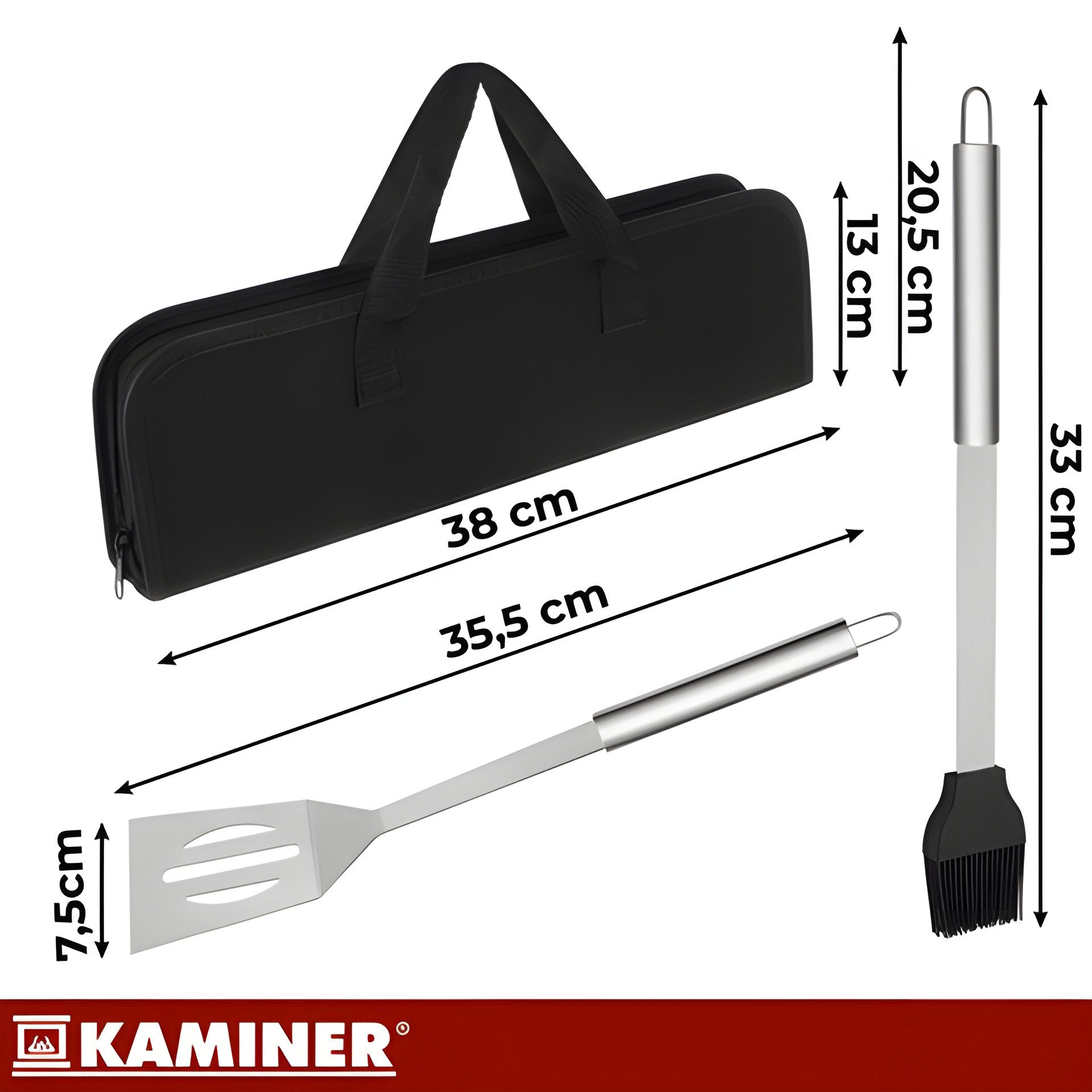 Kaminer Grillbesteck-Set BBQ Set Grill Zubehör Steak Messer Grillwender Zange, (Grillset, 6 tlg., 6-teiliges Grillbesteck-Set, inklusive Transportkoffer), inkl. – Bild 2 von 5