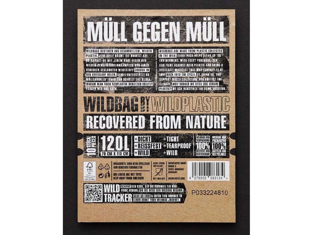 WILDPLASTIC Müllbeutel Wildplastic Müllbeutel 'Wildbag' 120 l, Schwerlast