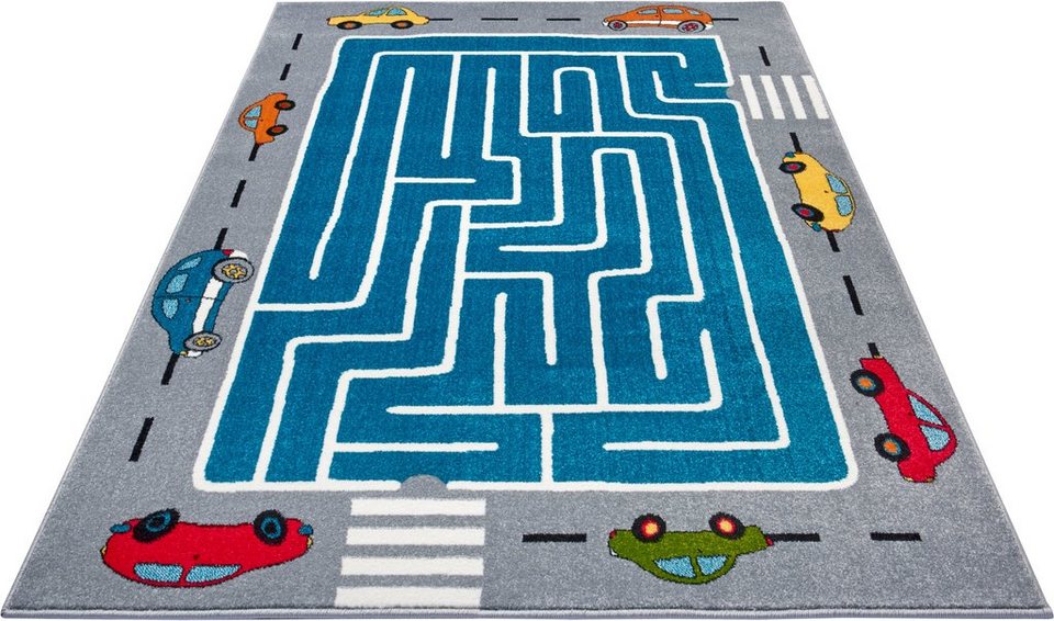 Teppich Labyrinth Race, HANSE Home, rechteckig, Höhe: 9 mm, Farbenfrohes  Design, Spielunterlage, Auto, Straße, strapazierfähig