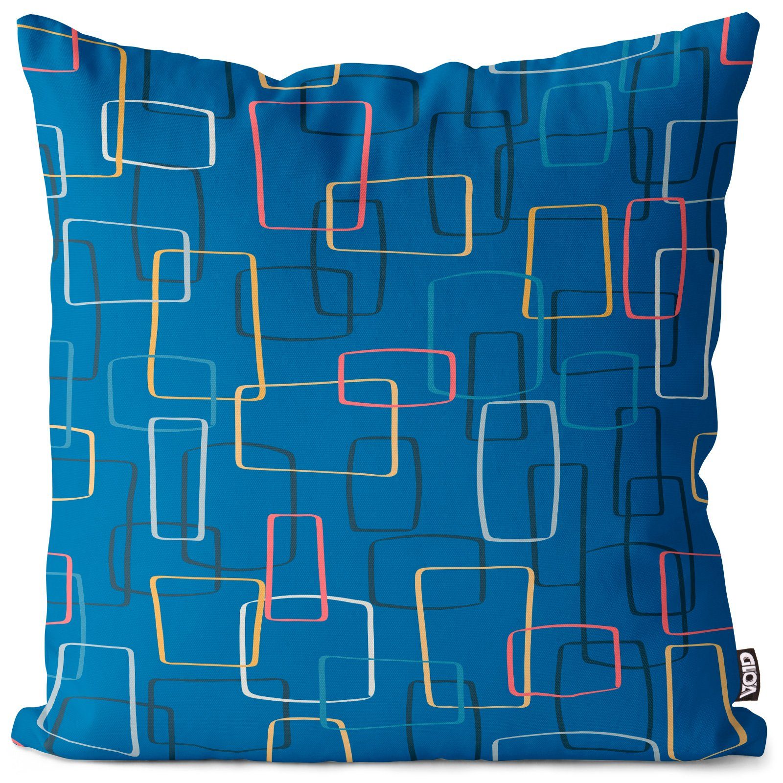 Blau Deko Artwork Design VOID Grafik gemustert Wohnzimmer Stück), Textur Kissenbezug, Art Pop geometrisch Sofa-Kissen 70er (1 Muster Farben Fernseher