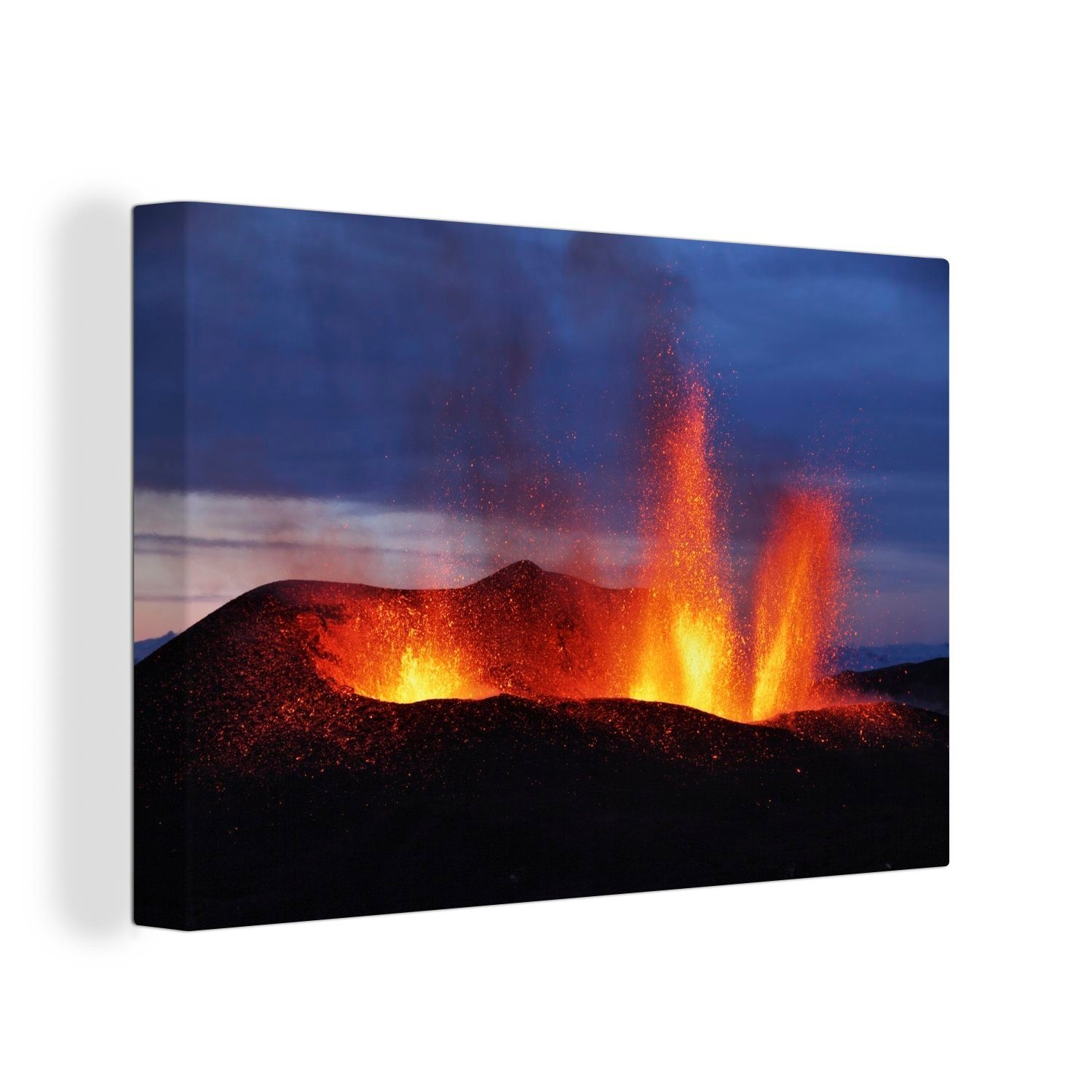 OneMillionCanvasses® Leinwandbild Ausbruch des Vulkans Eyjafjallajokull in Island, (1 St), Wandbild Leinwandbilder, Aufhängefertig, Wanddeko, 30x20 cm