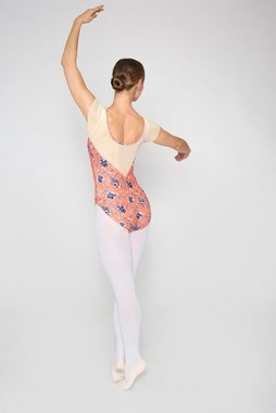 tanzmuster Body Damen Ballettanzug Agnes mit Blumenprint elegante Netzeinsätze