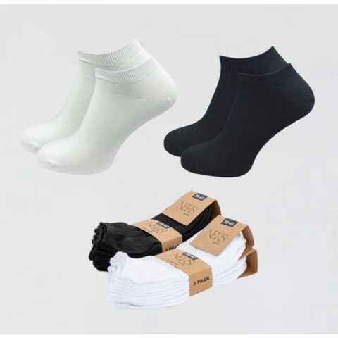 NERS Sneakersocken für Damen und Herren aus Baumwolle mit Bündchen (6-Paar, 6 Paar)