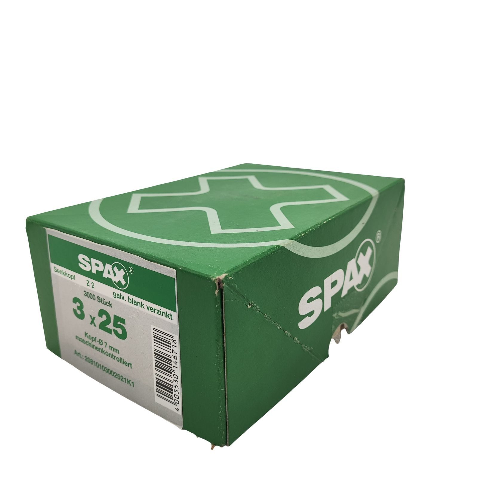 SPAX Holzbauschraube 3000x Schrauben 3x25 Senkkopf verzinkt Holzschrauben Z2, (3000 St)