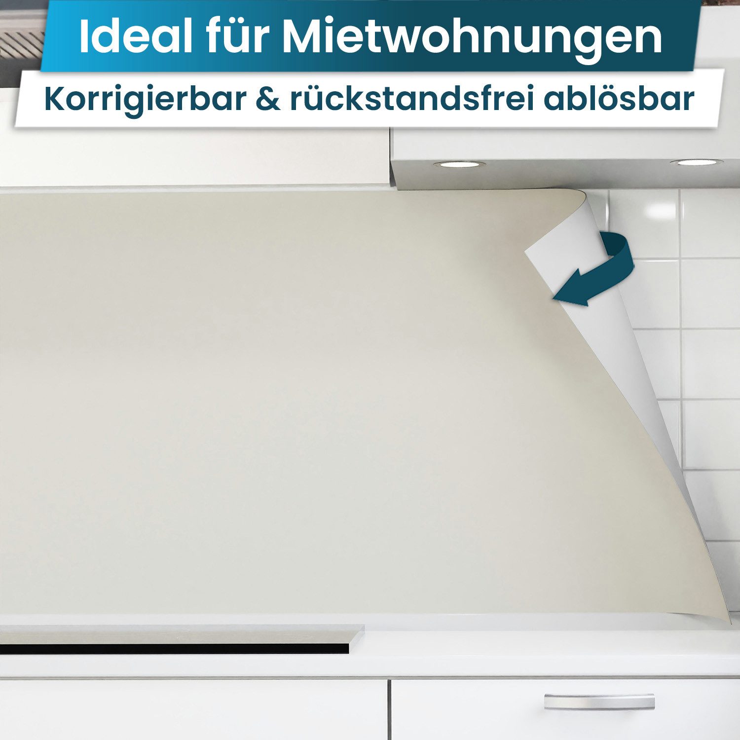 danario Küchenrückwand Folie selbstklebend, Glasoptik, Spritzschutz Küche, ablösbar - 0,8 mm