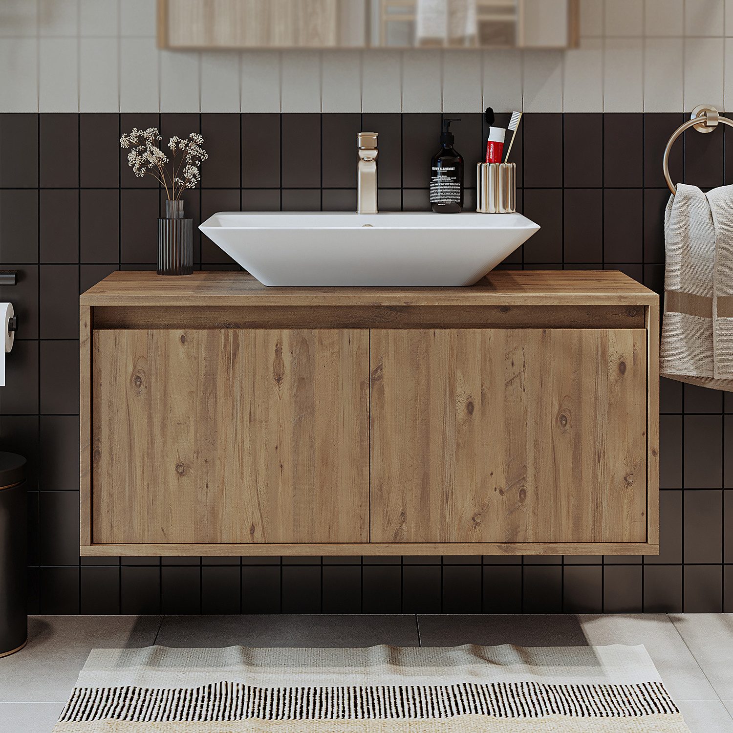 Roomart Badmöbel-Set, (Badezimmermöbel ATLANTIC 100cm in 5 Farben Unterschr günstig online kaufen