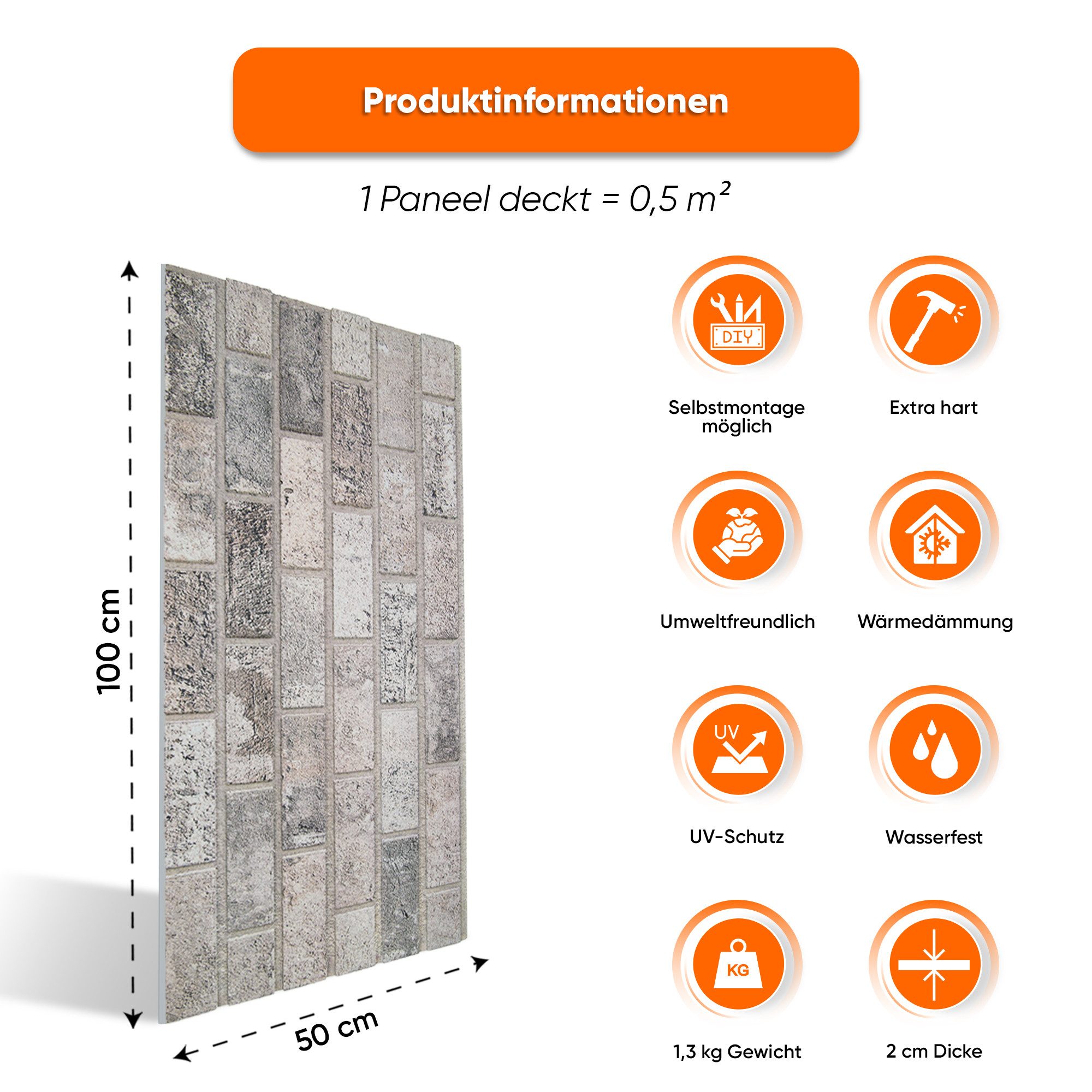 IZODEKOR 3D Wandpaneel IZODEKOR Wandverkleidung Steinoptik Styropor 3D Wandpaneele, 3D Optik, wasserfest, einfache Selbstmontage