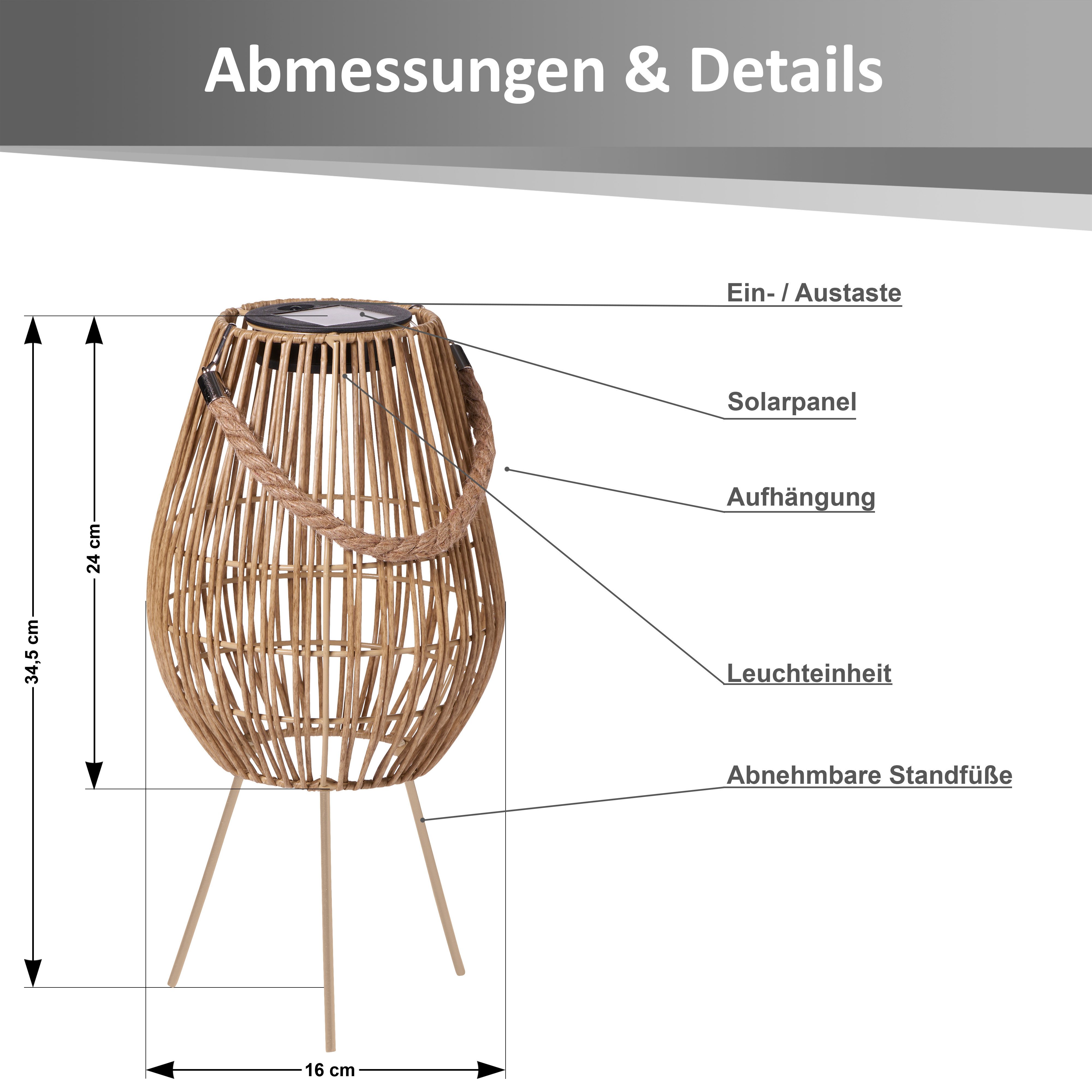 Northpoint LED Laterne Solar LED Laterne mit Farbwechsel für Garten und Balkon