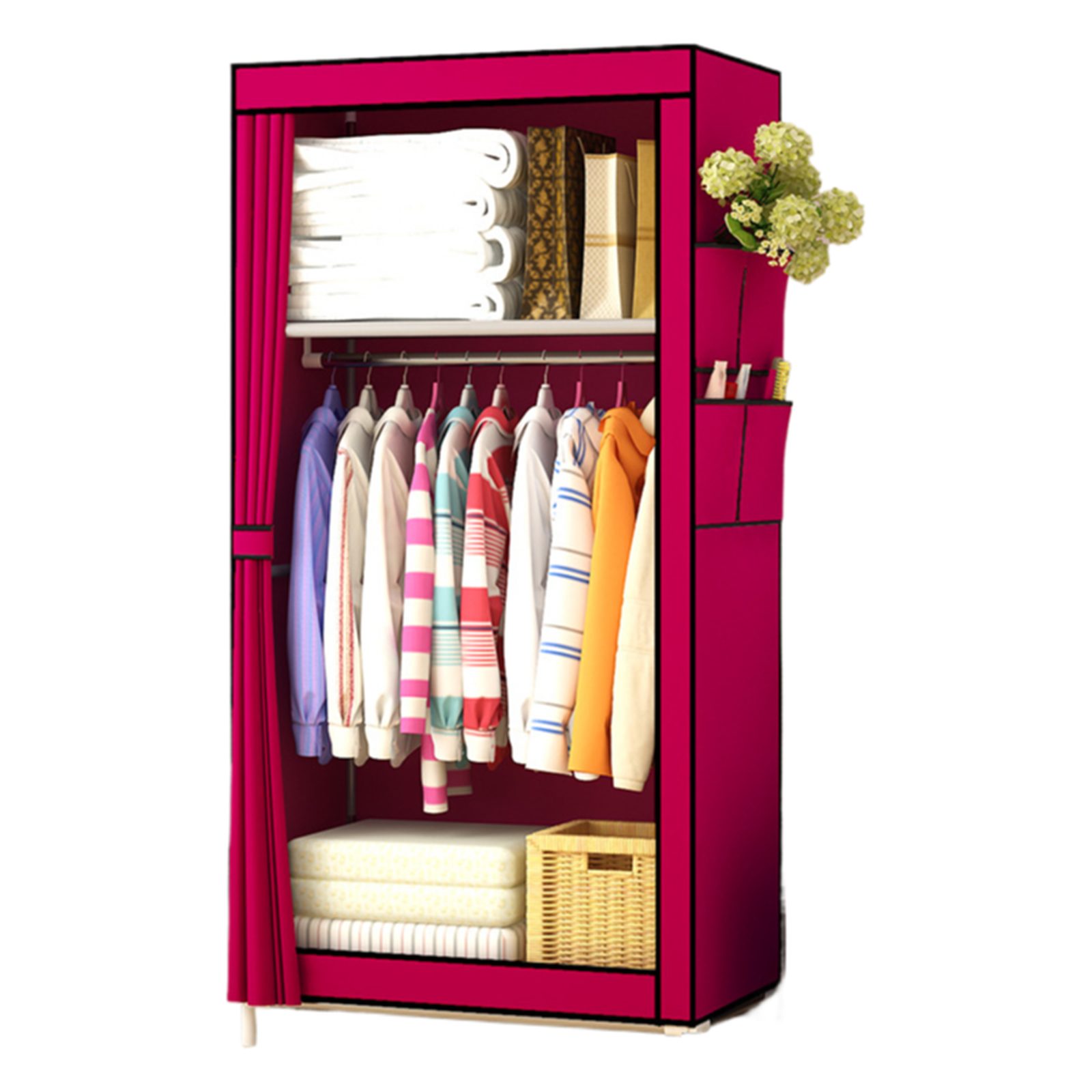 Jumpeak Stoffschrank stoff kleiderschrank,mit Überzug aus Vliesstoff,Kleiderstange Länge70*Breite45*Höhe160cm,Mehrere Farben,Oberer und unterer Stauraum