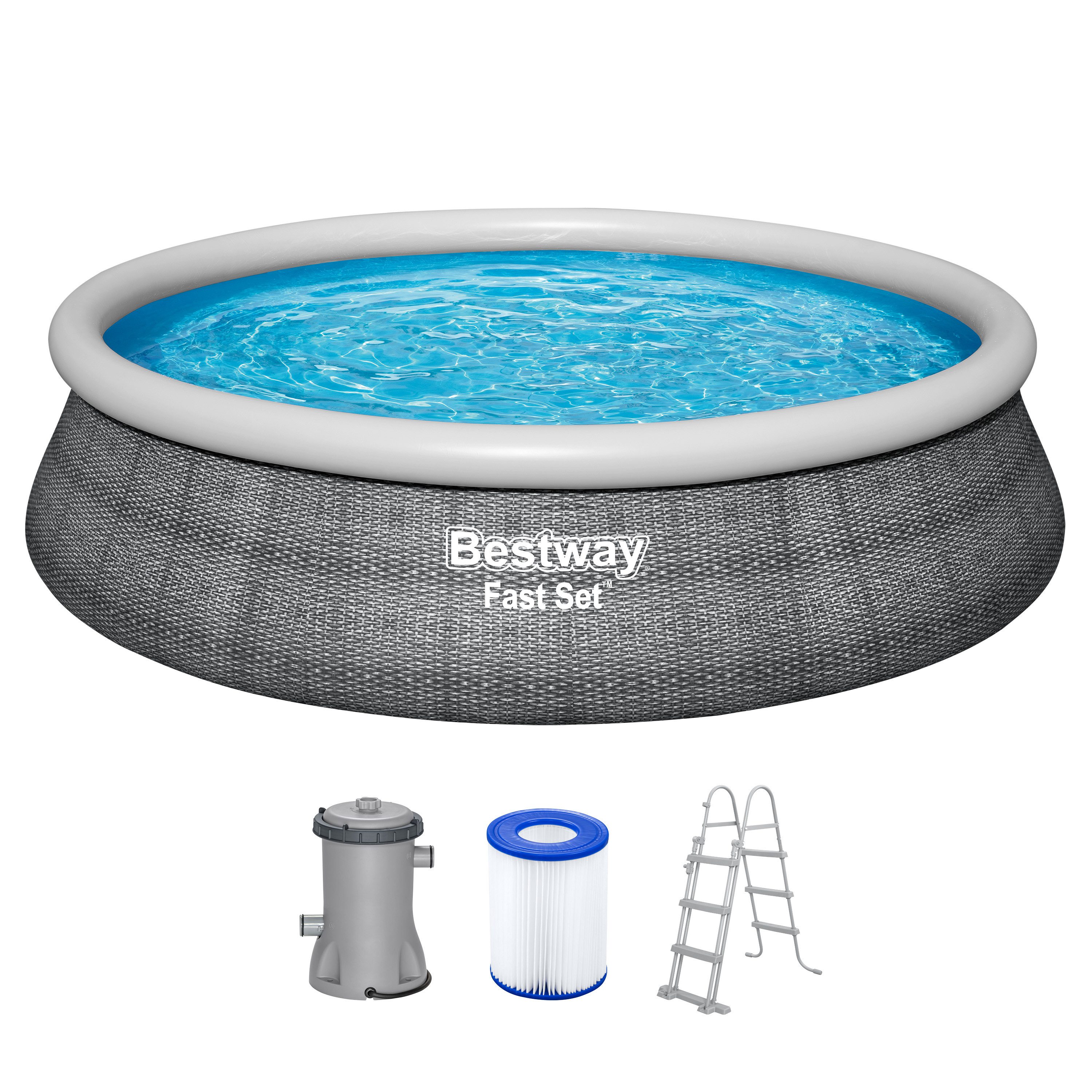 Bestway Quick-Up Pool Fast Set™ (Set, Inkl. Filterpumpe, Sicherheitsleiter), Ø 457 x 107 cm