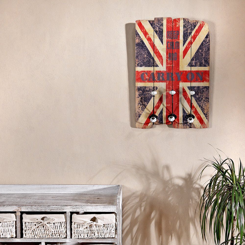Melko Garderobenleiste Garderobenpaneel 60cm England Flagge Flurgarderobe Wandgarderobe Wandpaneel NEU (Stück), Unkomplizierte Befestigung an der Wand