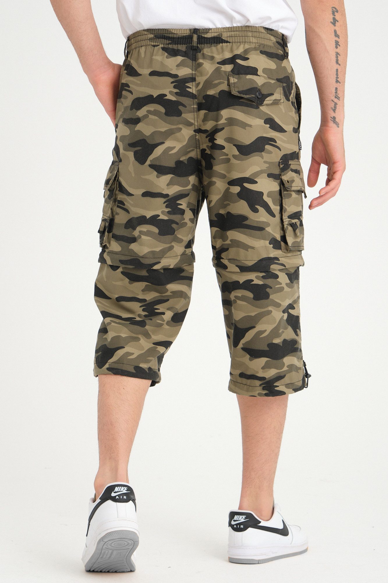 Kendindza Collection Cargoshorts Zipp Off Bermuda Shorts Herren kurze Hose 3/4 Hose Cargo Camouflage Taschen abnehmbare Beine kurze Hose Herren Cargoshorts Sommer