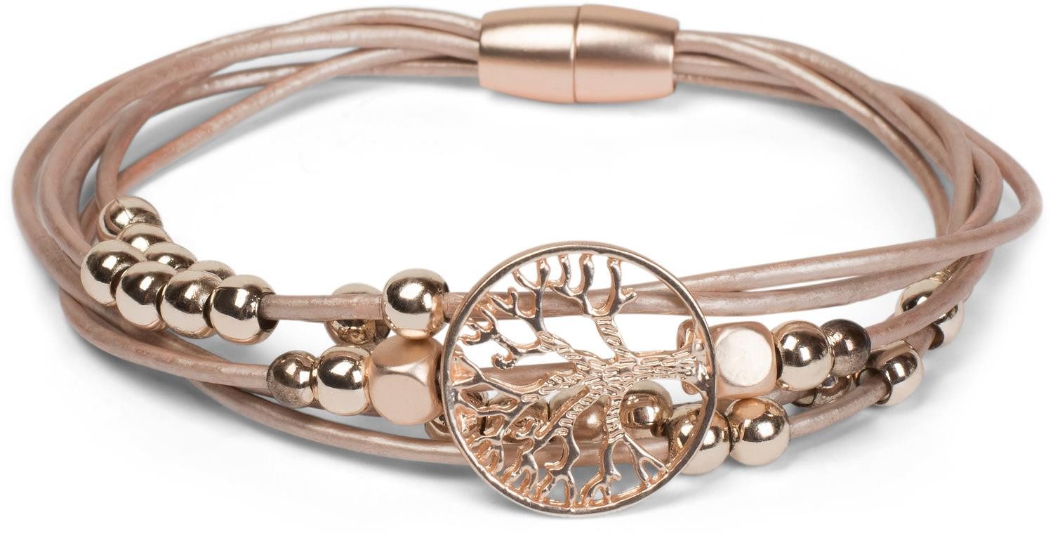 styleBREAKER Armband Armband mit Lebensbaum, Perlen und Bändern (1-tlg)