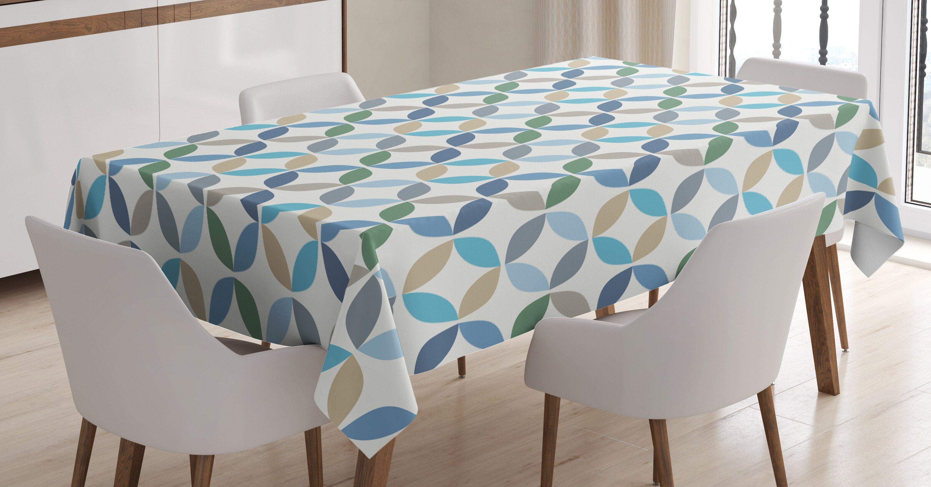 Waschbar Tischdecke Außen Bereich den Klare geeignet Farbfest Modern Oval-Punkt-Streifen Abakuhaus Farben, Für