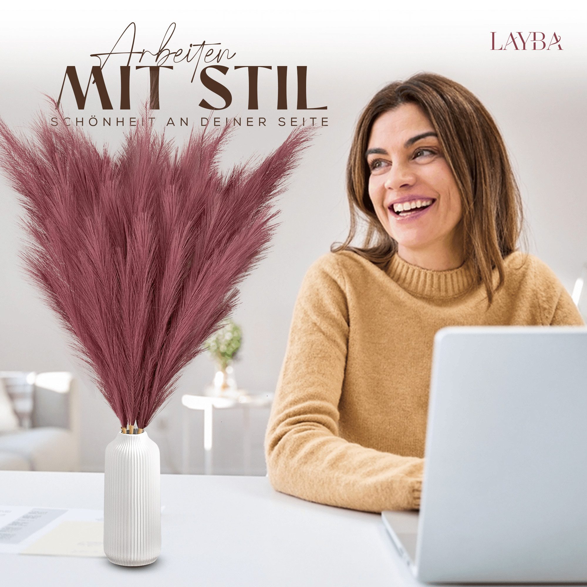 Kunstpflanze Pampasgras Künstlich XXL Kunstblume Pampasgras Groß Dekoration günstig online kaufen