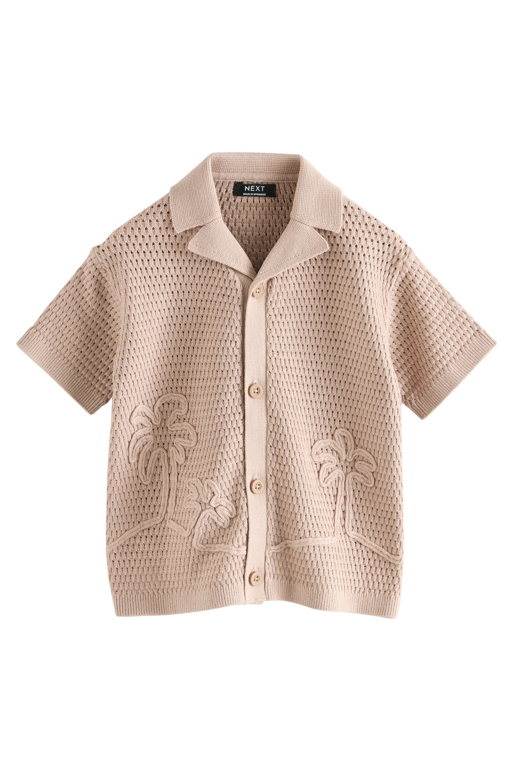 Polokragenpullover Strukturiertes Strick-Poloshirt mit Reverskragen